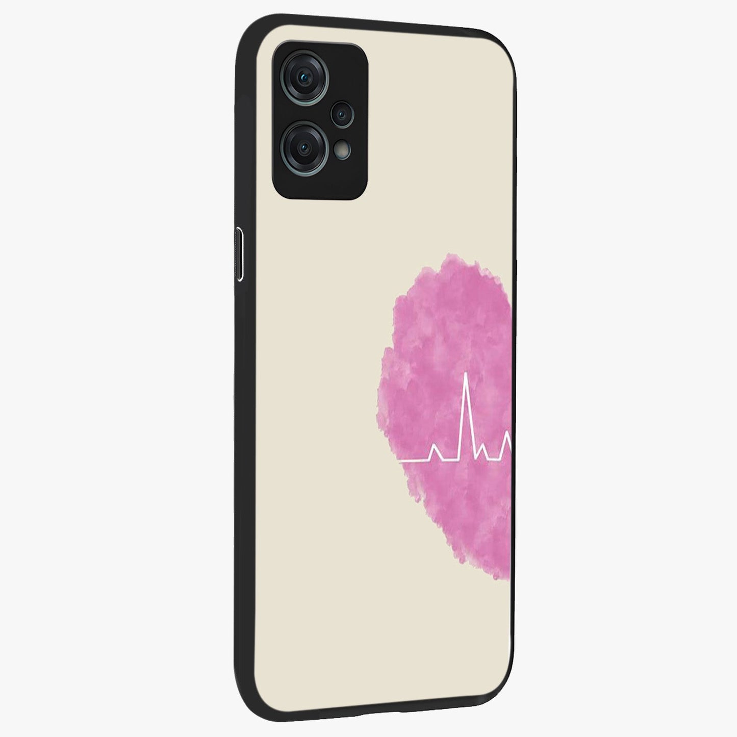 Heartbeat of Love Glass Case for 1+Nord Ce 2 Lite side perspective highlighting delicate heart detailing and smooth premium edges