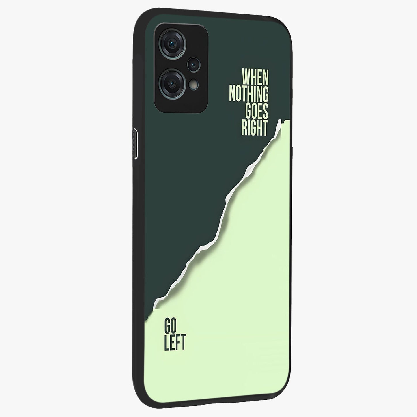 Let Go Quote Glass Case for 1+Nord Ce 2 Lite side perspective highlighting bold text detailing and smooth premium edges