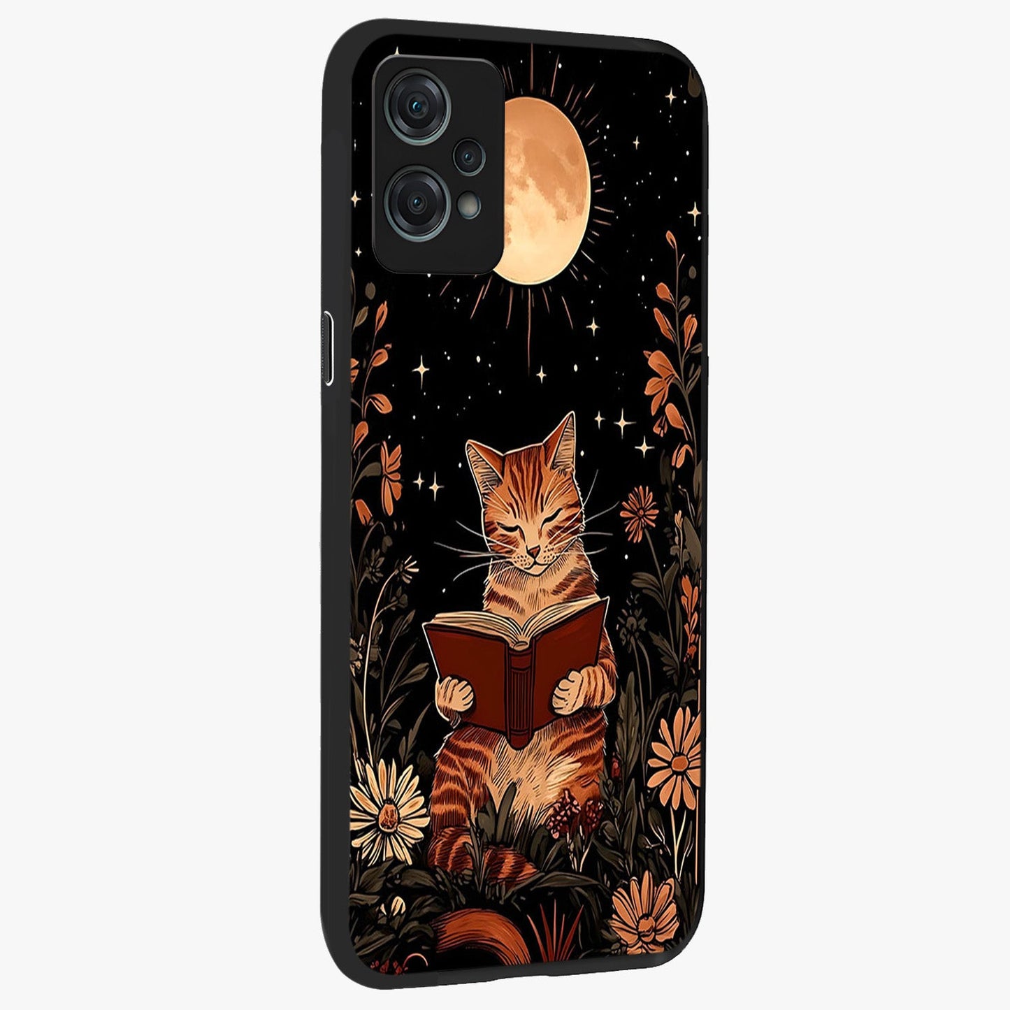 Magical Cat Chronicle Glass Case for 1+Nord Ce 2 Lite side perspective highlighting sleek detailing and smooth premium build