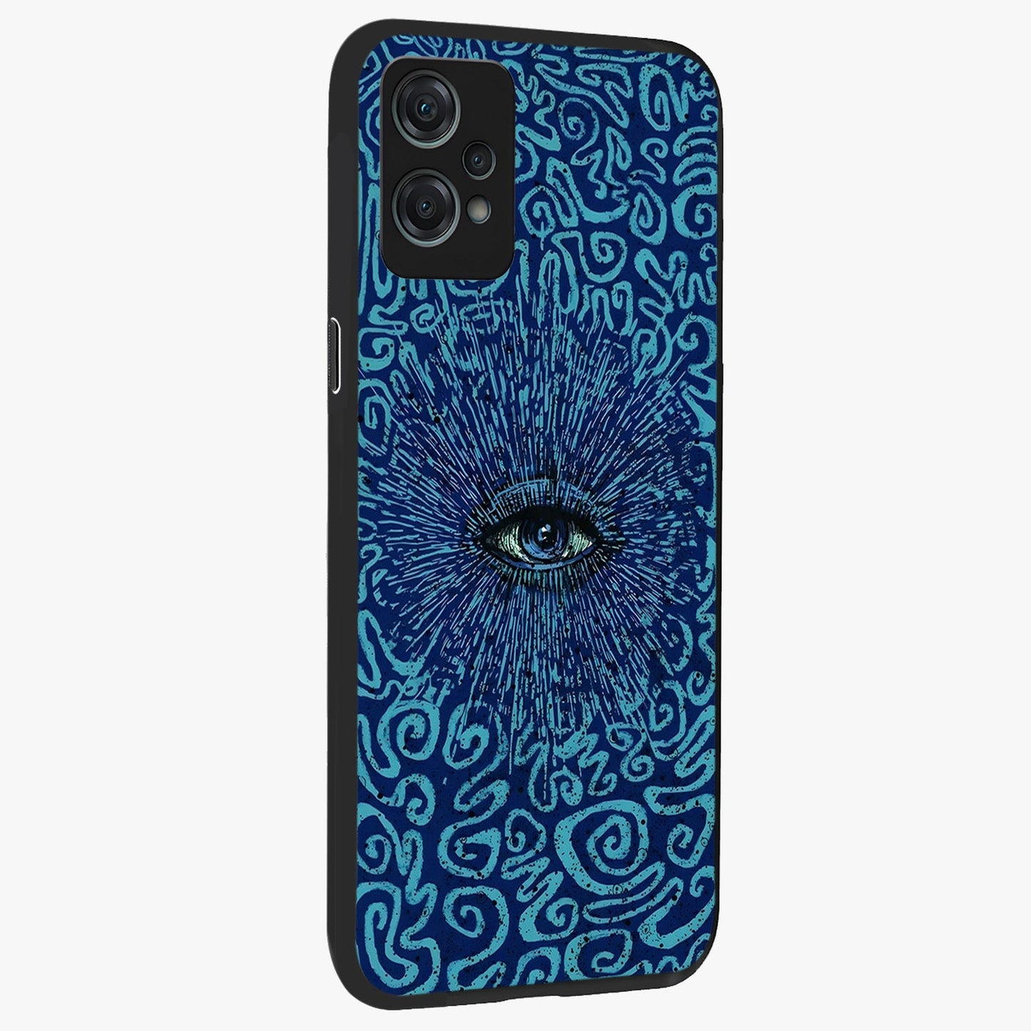 Mystic Inner Eye Glass Case for 1+Nord Ce 2 Lite side perspective highlighting bold detailing and smooth edges