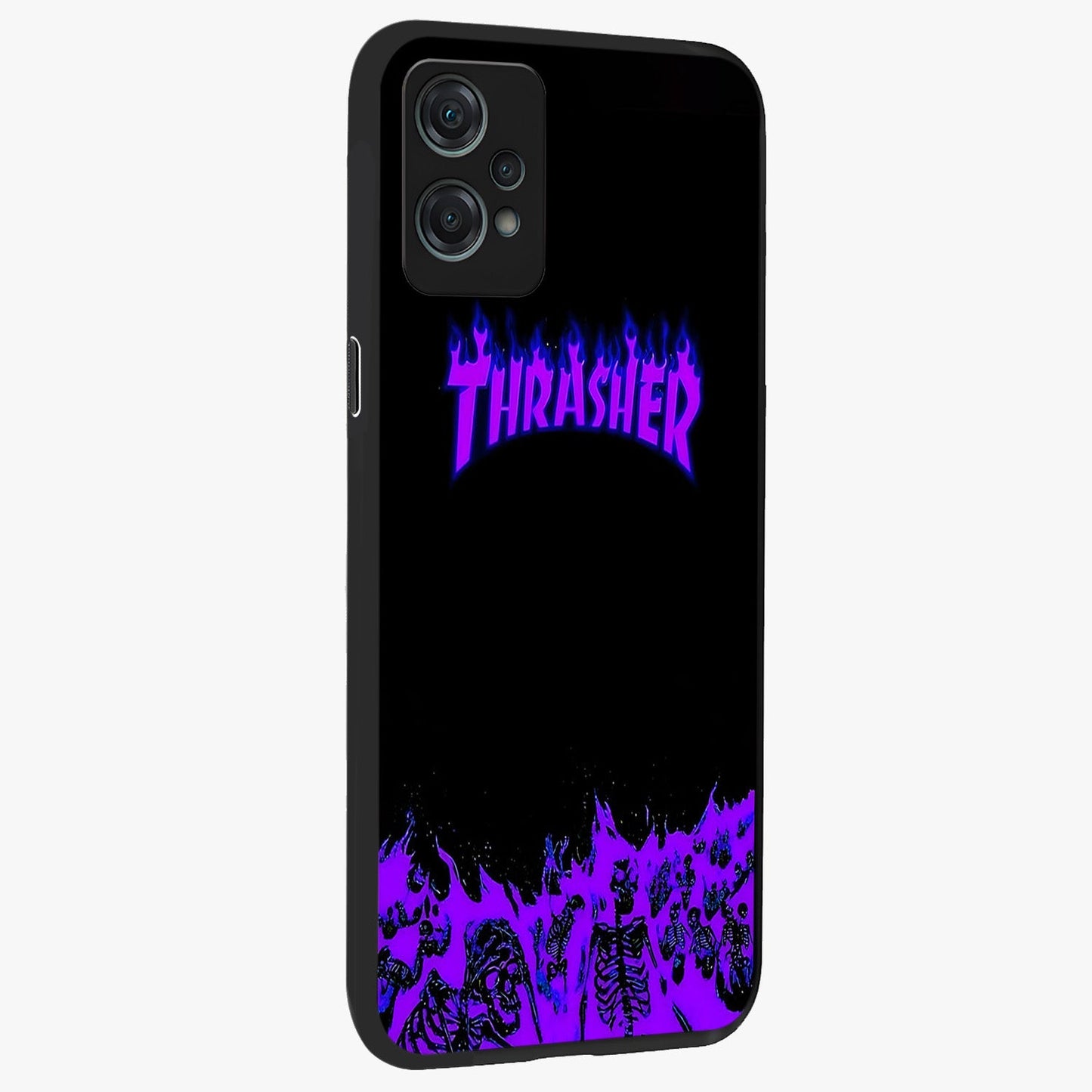 Neon Flame Riot Glass Case for 1+Nord Ce 2 Lite side perspective highlighting fiery detailing and sleek premium build