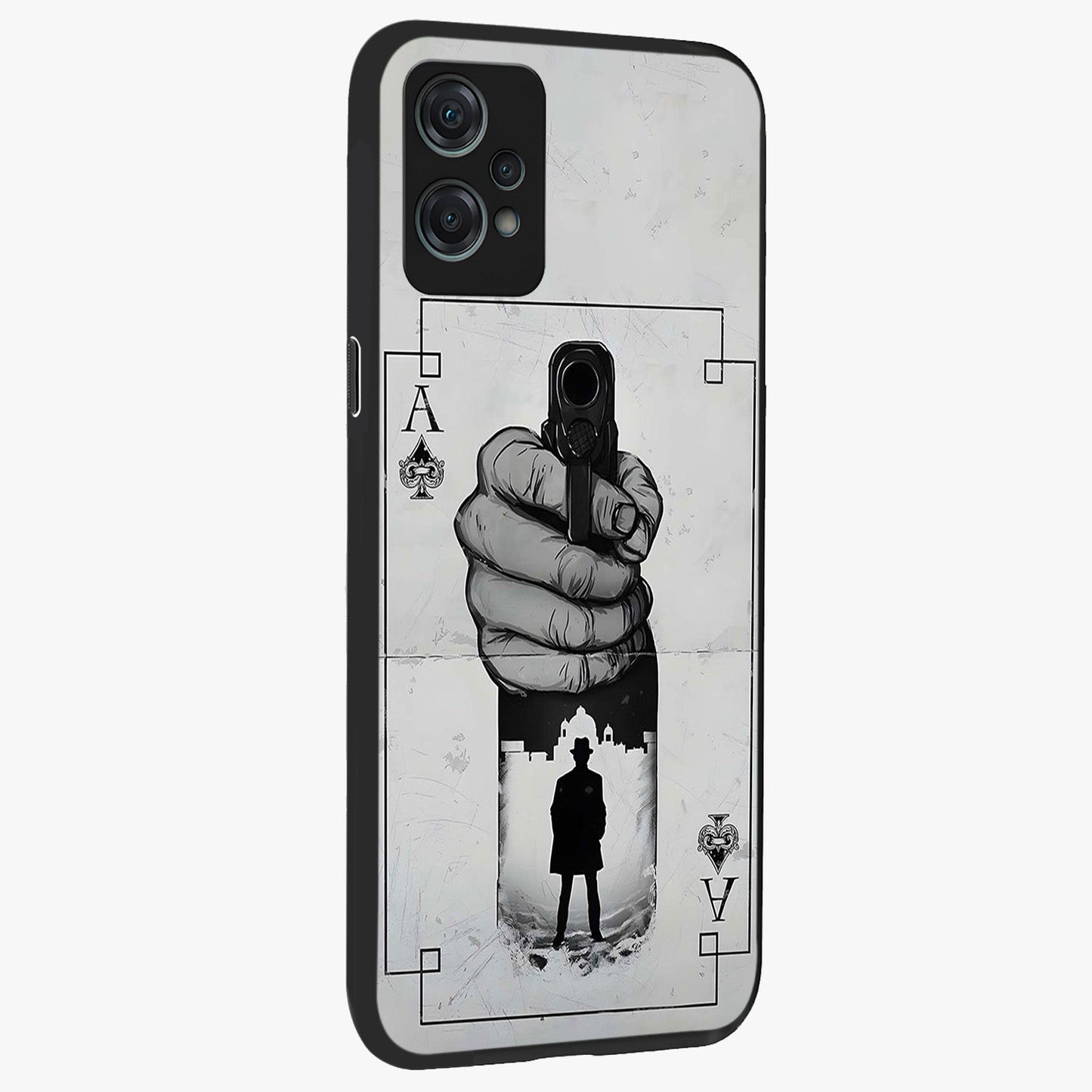 Noir Trigger Fate Glass Case for 1+Nord Ce 2 Lite side perspective highlighting strong contrast textures and premium edges