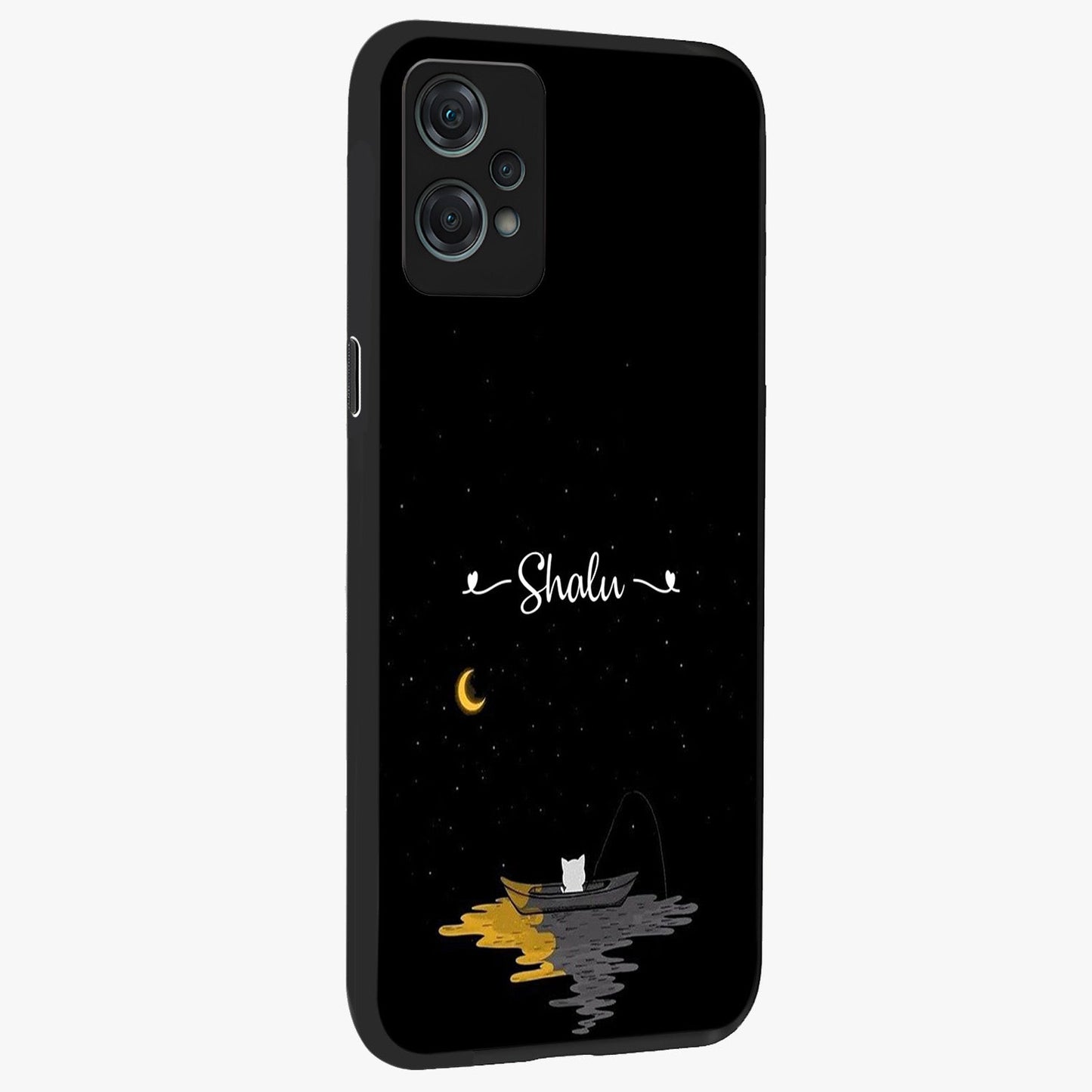 Silent Night Row Glass Case for 1+Nord Ce 2 Lite side perspective highlighting moody textures and premium edges