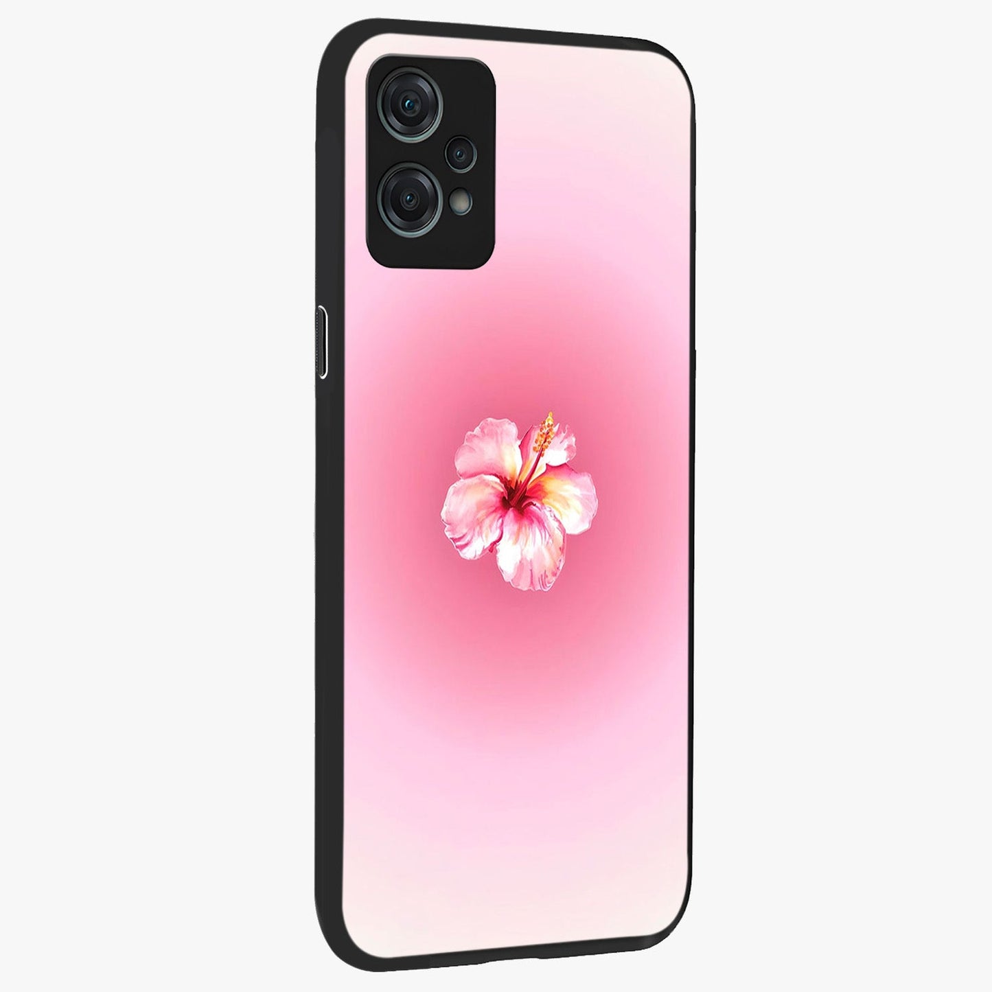 Soft Petal Serenity Glass Case for 1+Nord Ce 2 Lite side perspective highlighting refined petal textures and premium edges