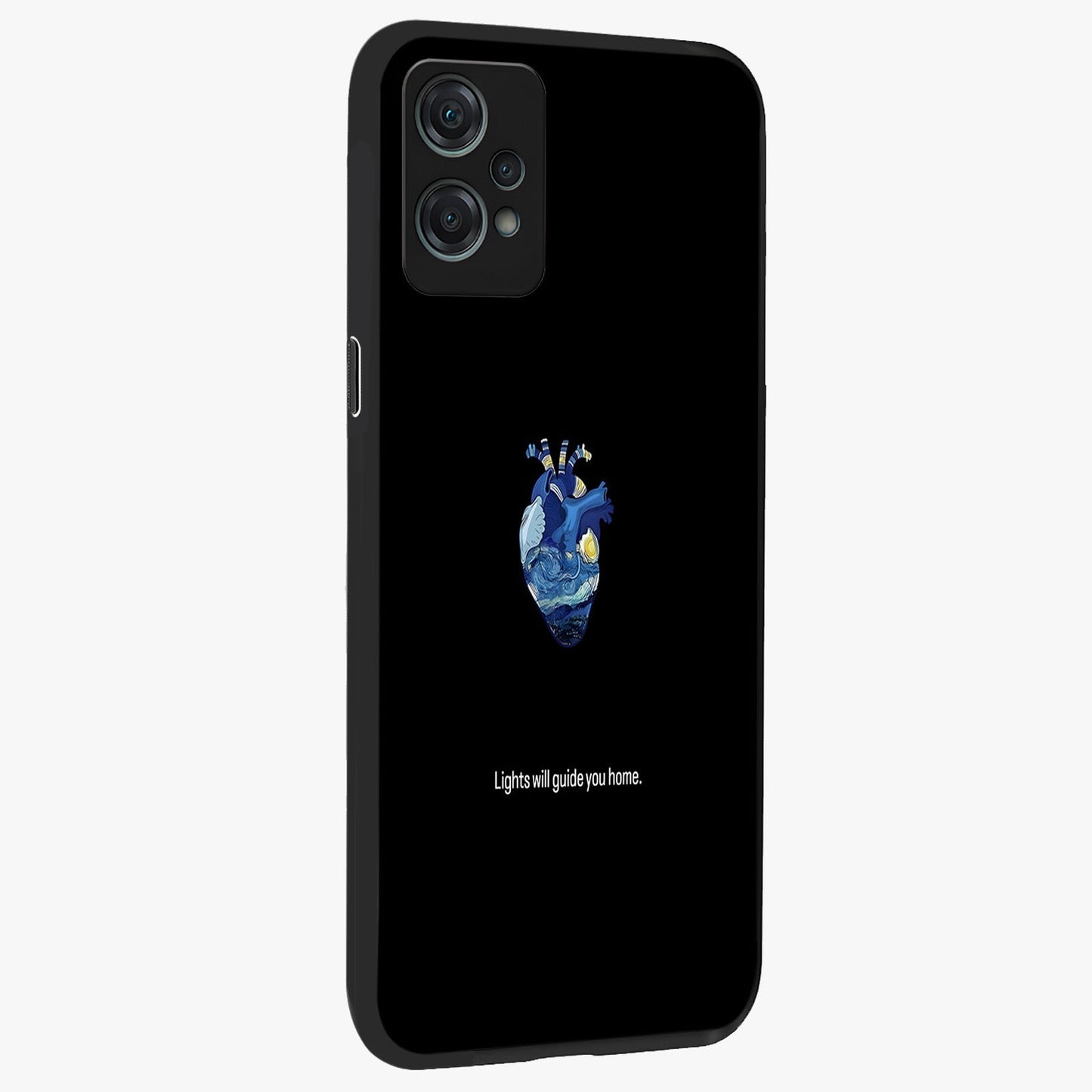Starry Heart Compass Glass Case for 1+Nord Ce 2 Lite side perspective highlighting refined textures and sleek premium build