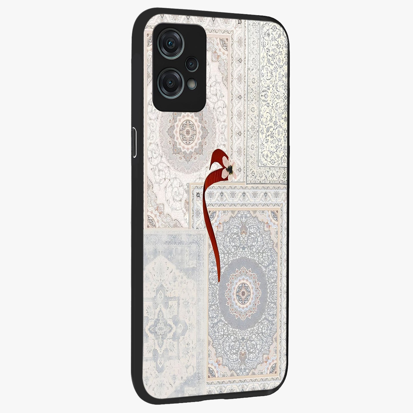 White Aesthetic Bow Glass Case for 1+Nord Ce 2 Lite side perspective highlighting subtle textures and smooth premium build