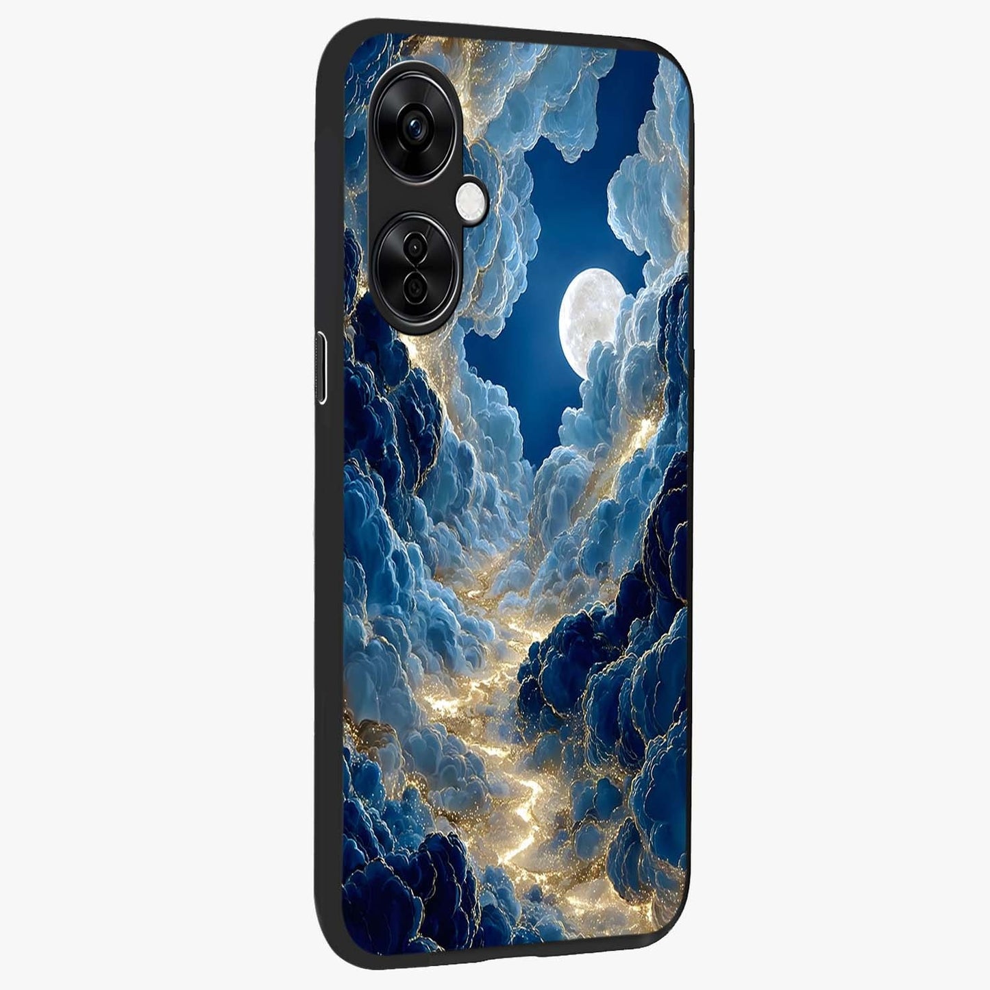 Celestial Cloud Path Glass Case for 1+Nord CE 3 Lite side perspective highlighting airy cloud details and premium build