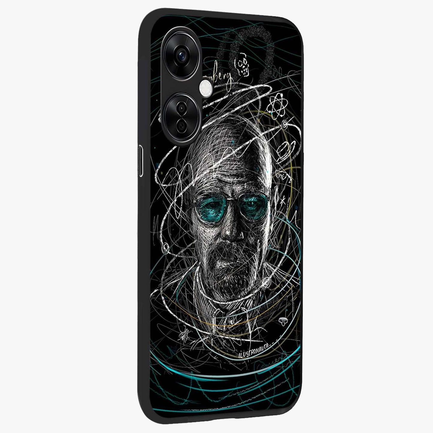 Chaotic Mind Genius Glass Case for 1+Nord CE 3 Lite side perspective highlighting creative detailing and premium edge finish