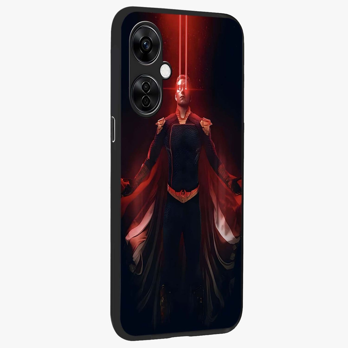 Crimson Vision Ascension Glass Case for 1+Nord CE 3 Lite side perspective highlighting intense color depth and sleek build