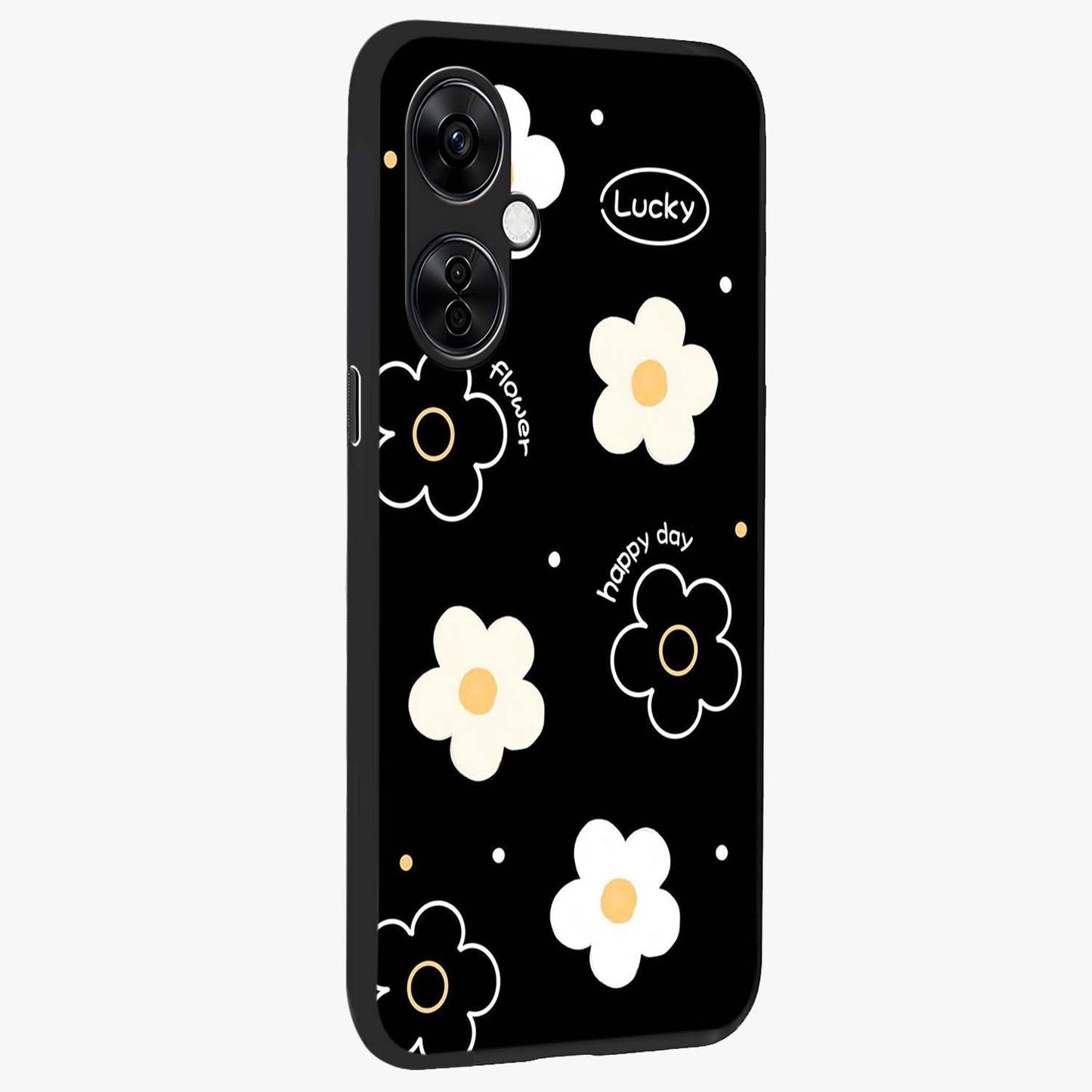 Happy Day Daisy Glass Case for 1+Nord CE 3 Lite side perspective highlighting fresh floral textures and premium edges