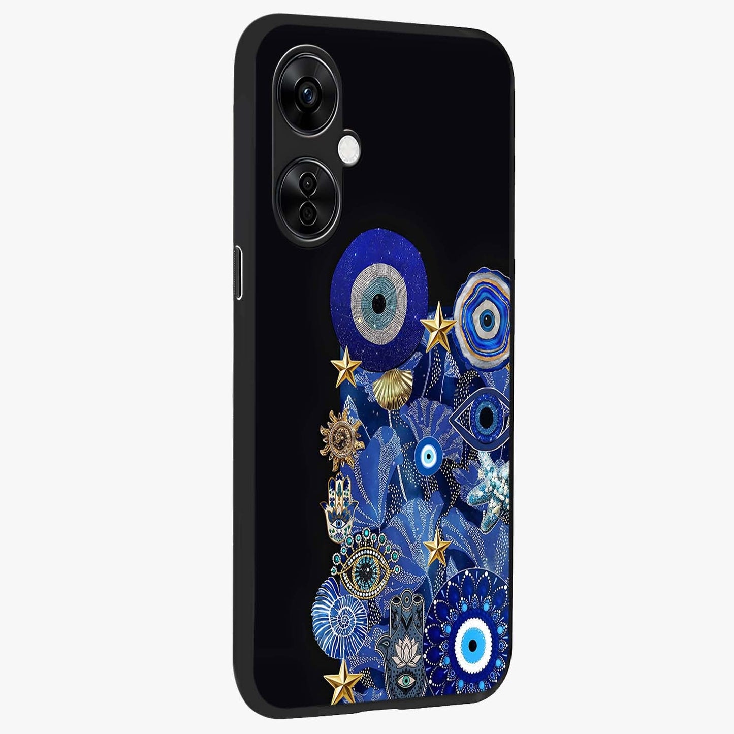 Mystic Ocean Eye Glass Case for 1+Nord CE 3 Lite side perspective highlighting intricate eye textures and sleek edges
