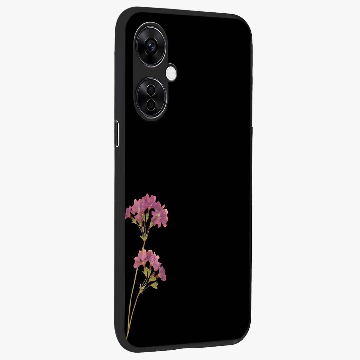Riching Lavender Flower Glass Case for 1+Nord CE 3 Lite side perspective highlighting delicate bloom textures and premium edges