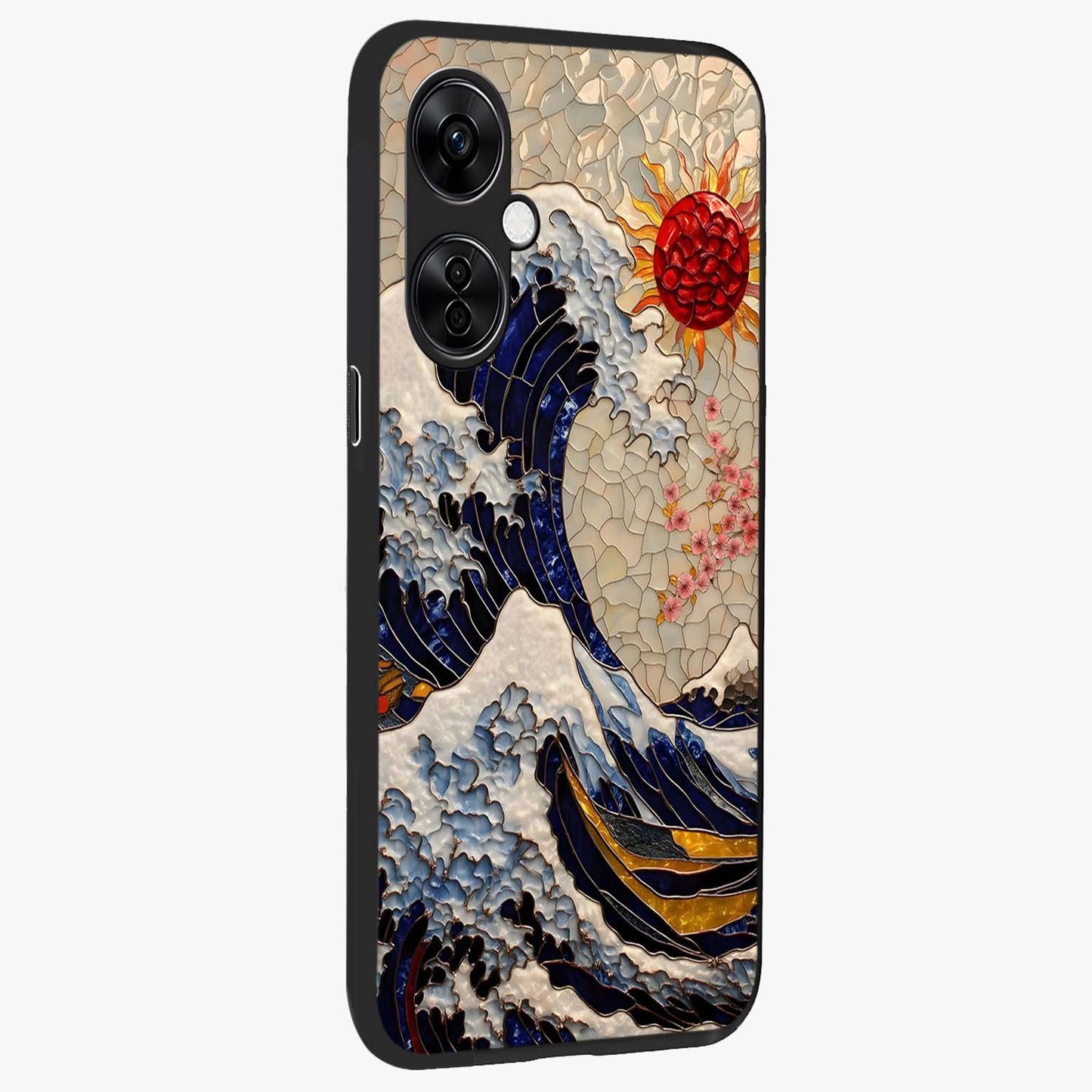 Rising Wave Glory Glass Case for 1+Nord CE 3 Lite side perspective highlighting fluid wave textures and sleek premium build