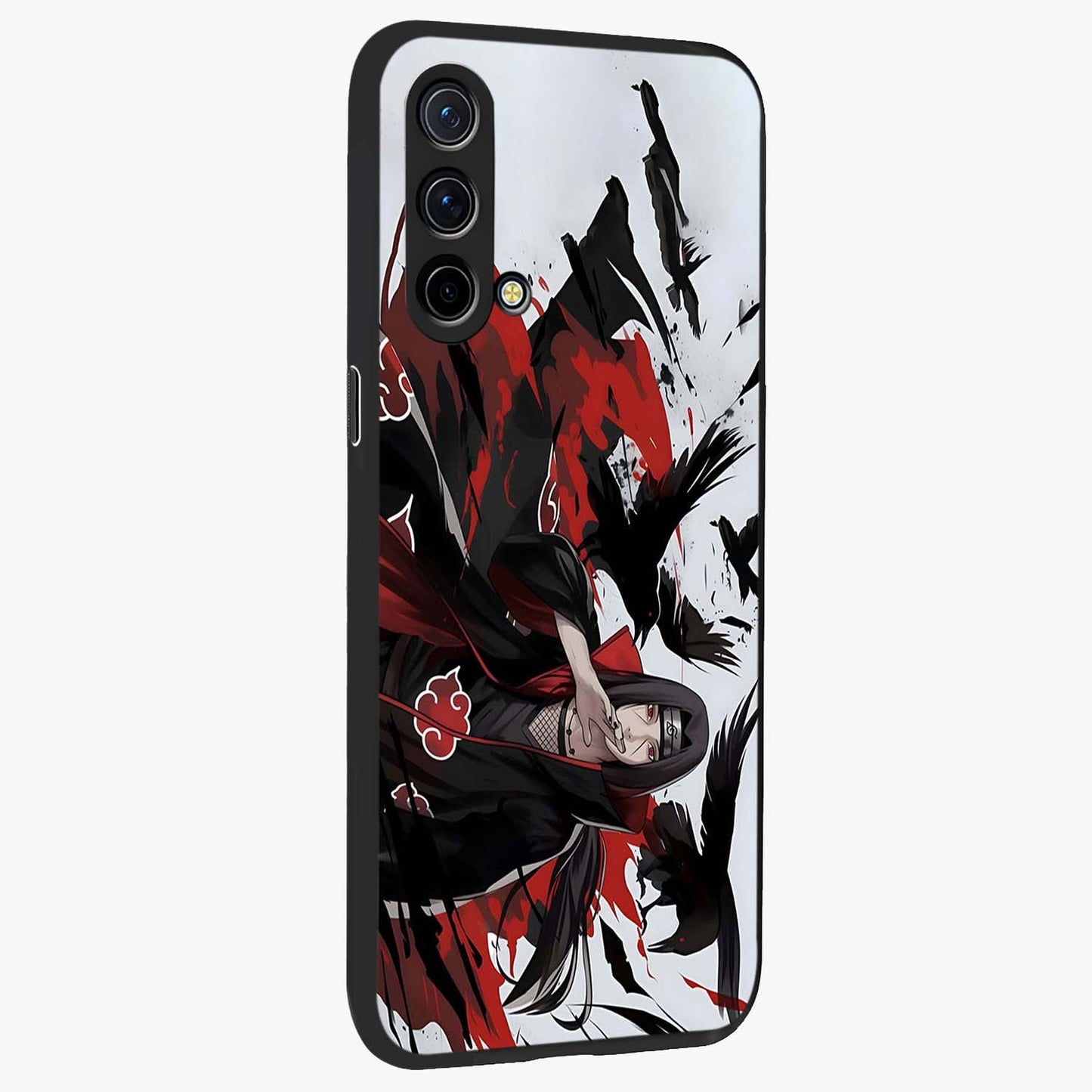 Crimson Crow Illusion Glass Case upright view showcasing striking crow illusion artwork with intense crimson theme.
