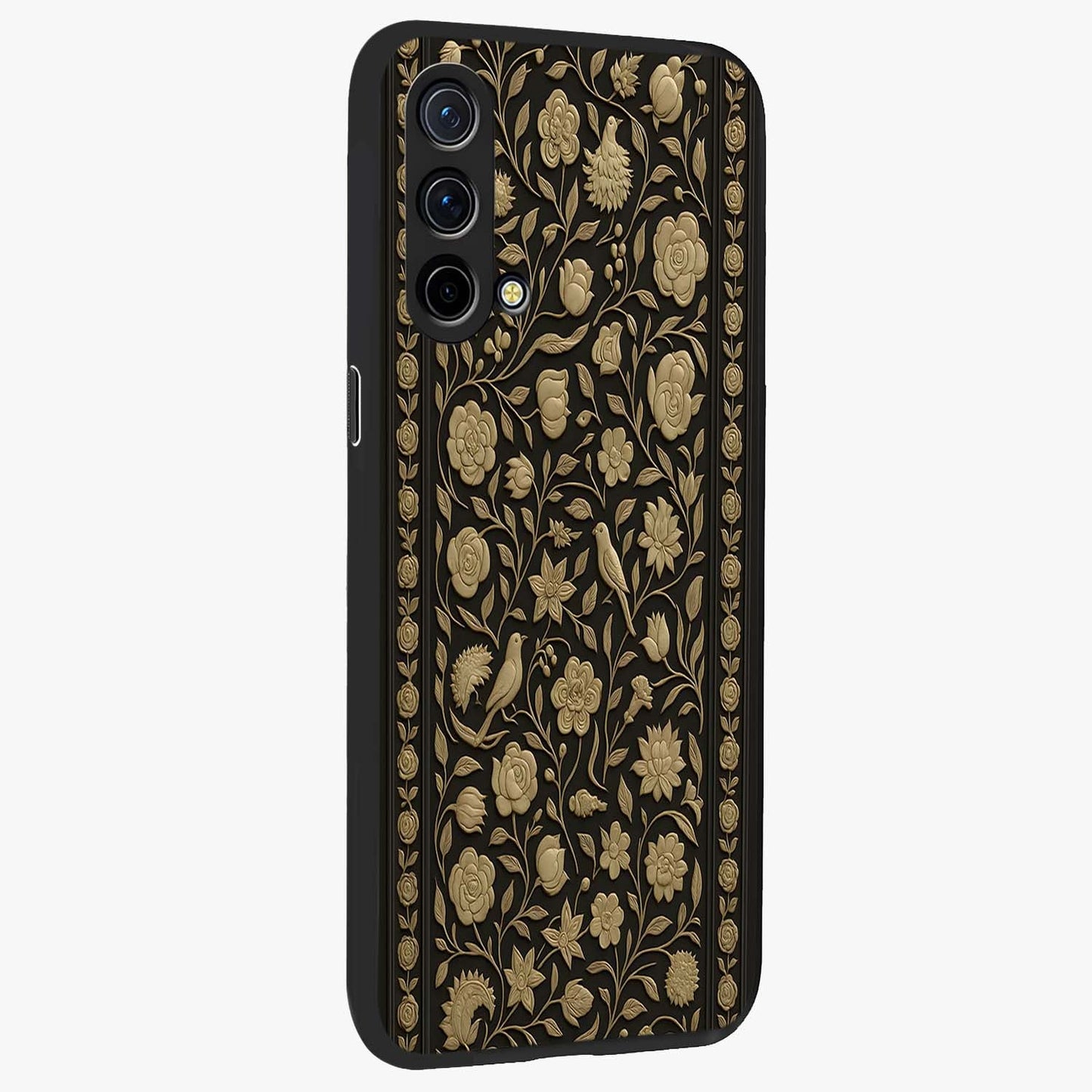 Golden Evil Eye Mandala Glass Case upright view showcasing decorative evil eye mandala artwork with spiritual aesthetic style.