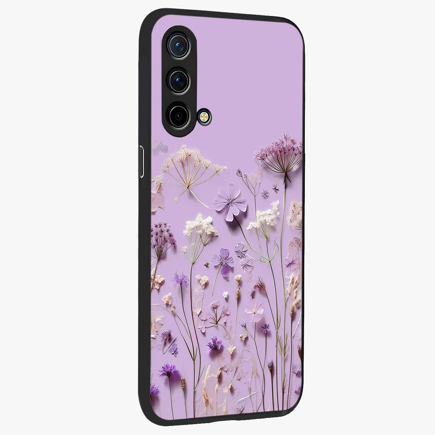 Lavender Blossom Dream Glass Case upright view showcasing delicate lavender blossom artwork with peaceful floral theme.
