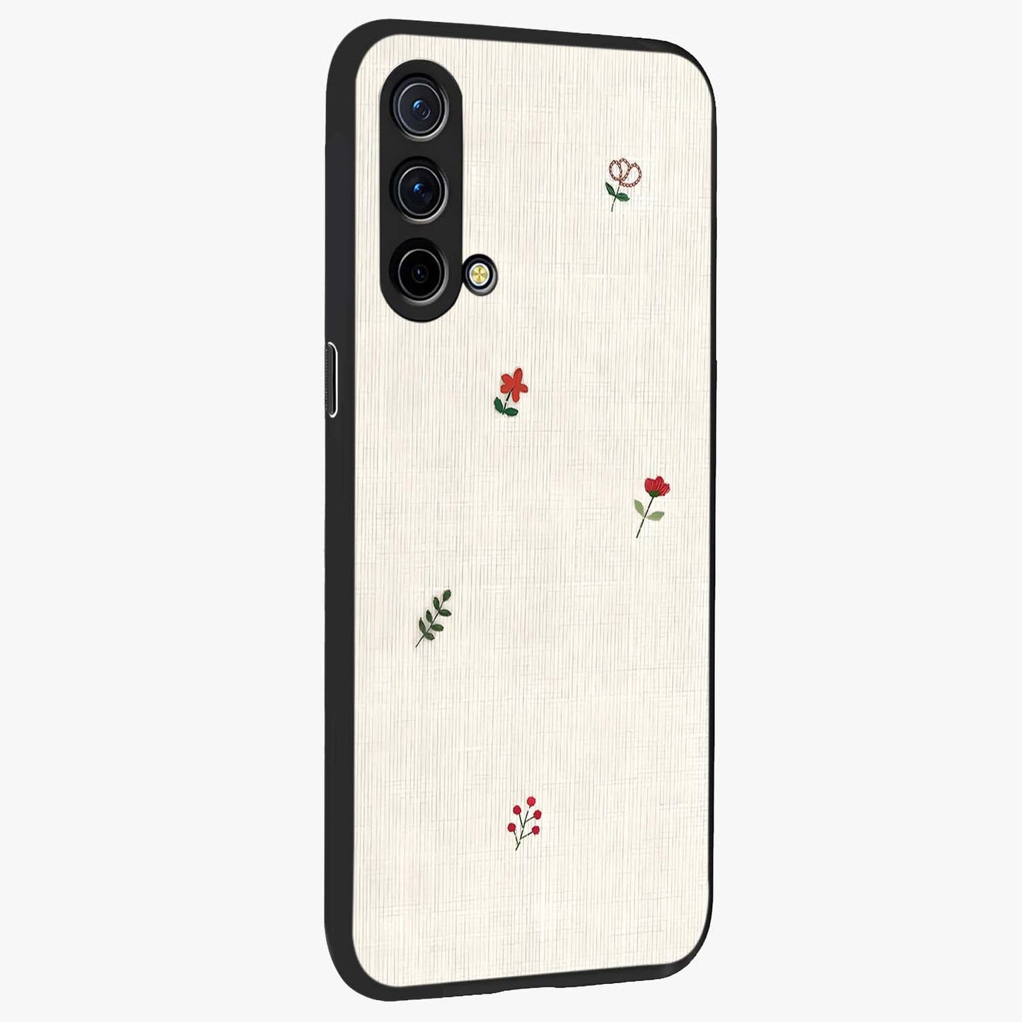 Minimalistic Blue With White Flower Pattern Glass Case upright view showcasing clean white flower artwork with calming blue theme.