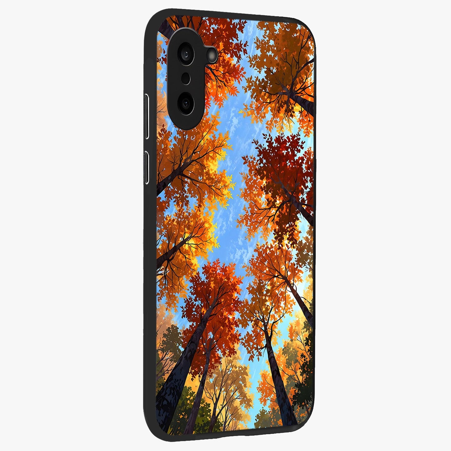 Amber Canopy Glow Glass Case for 1+Nord CE 5 side perspective highlighting rich nature inspired design details