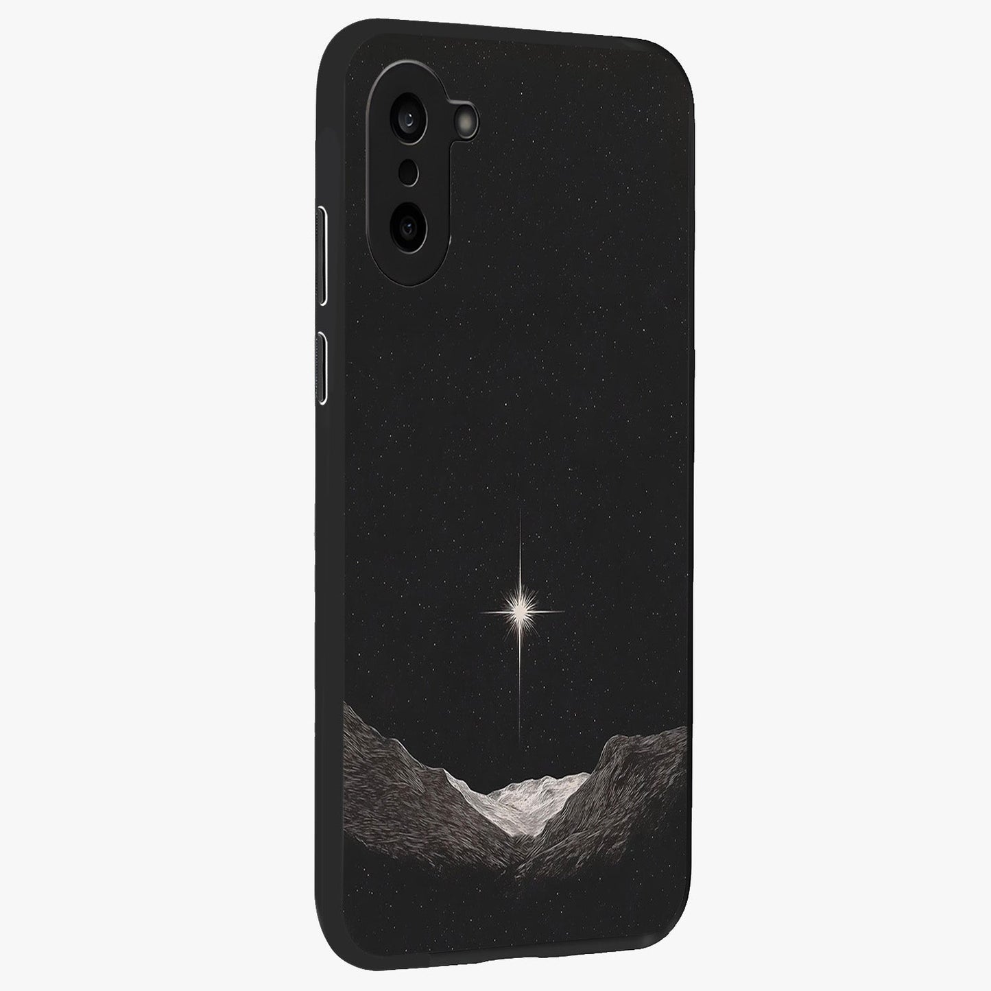 Cosmic Dream Night Glass Case for 1+Nord CE 5 side perspective highlighting vibrant star detailing and premium build