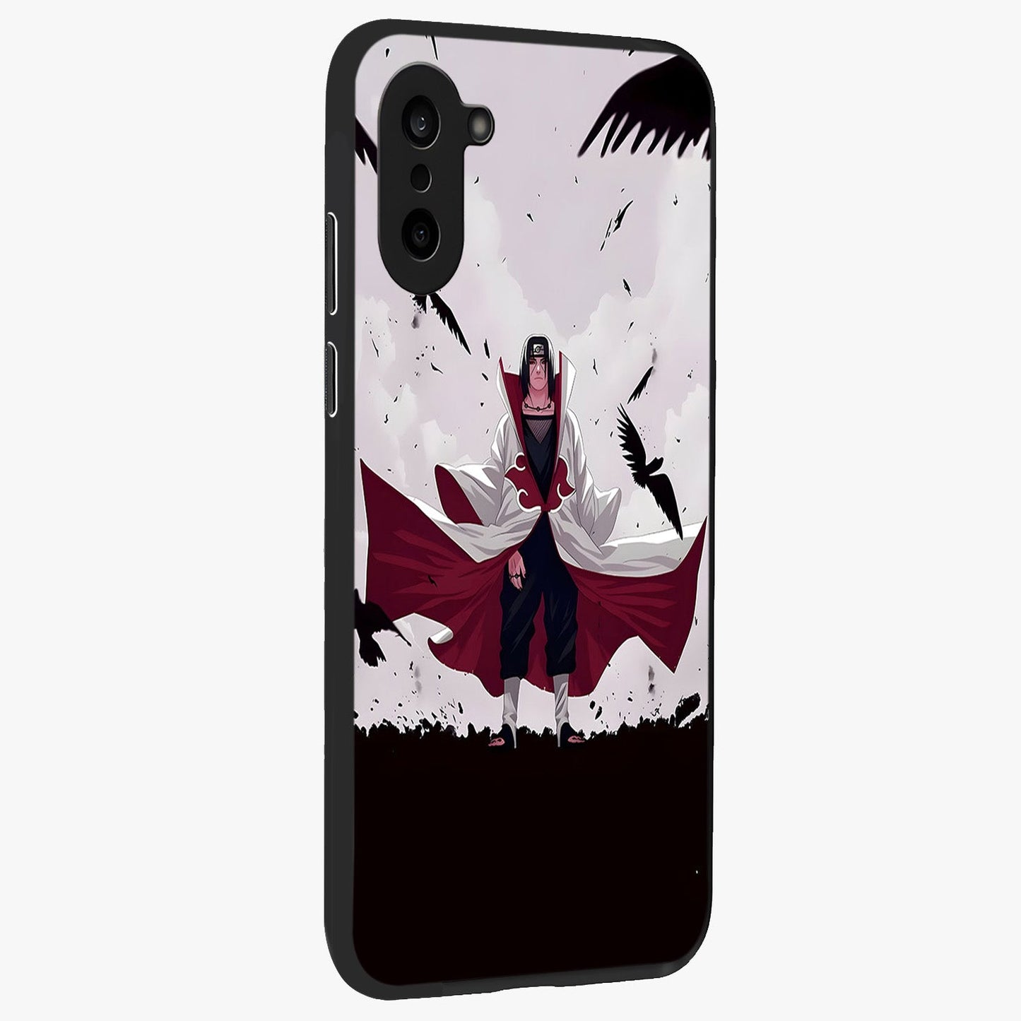 Crimson Crow Ascension Glass Case for 1+Nord CE 5 side perspective highlighting intricate crow detailing and premium texture