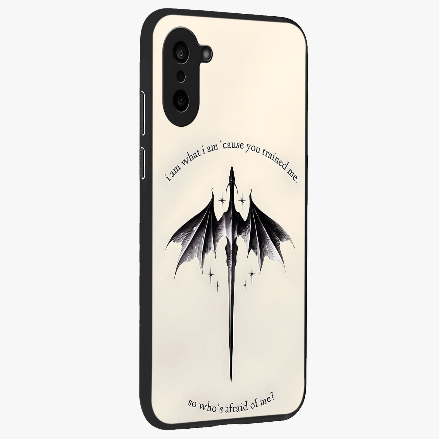 Dragon Quote Art Glass Case for 1+Nord CE 5 side perspective highlighting intricate dragon textures and sleek build