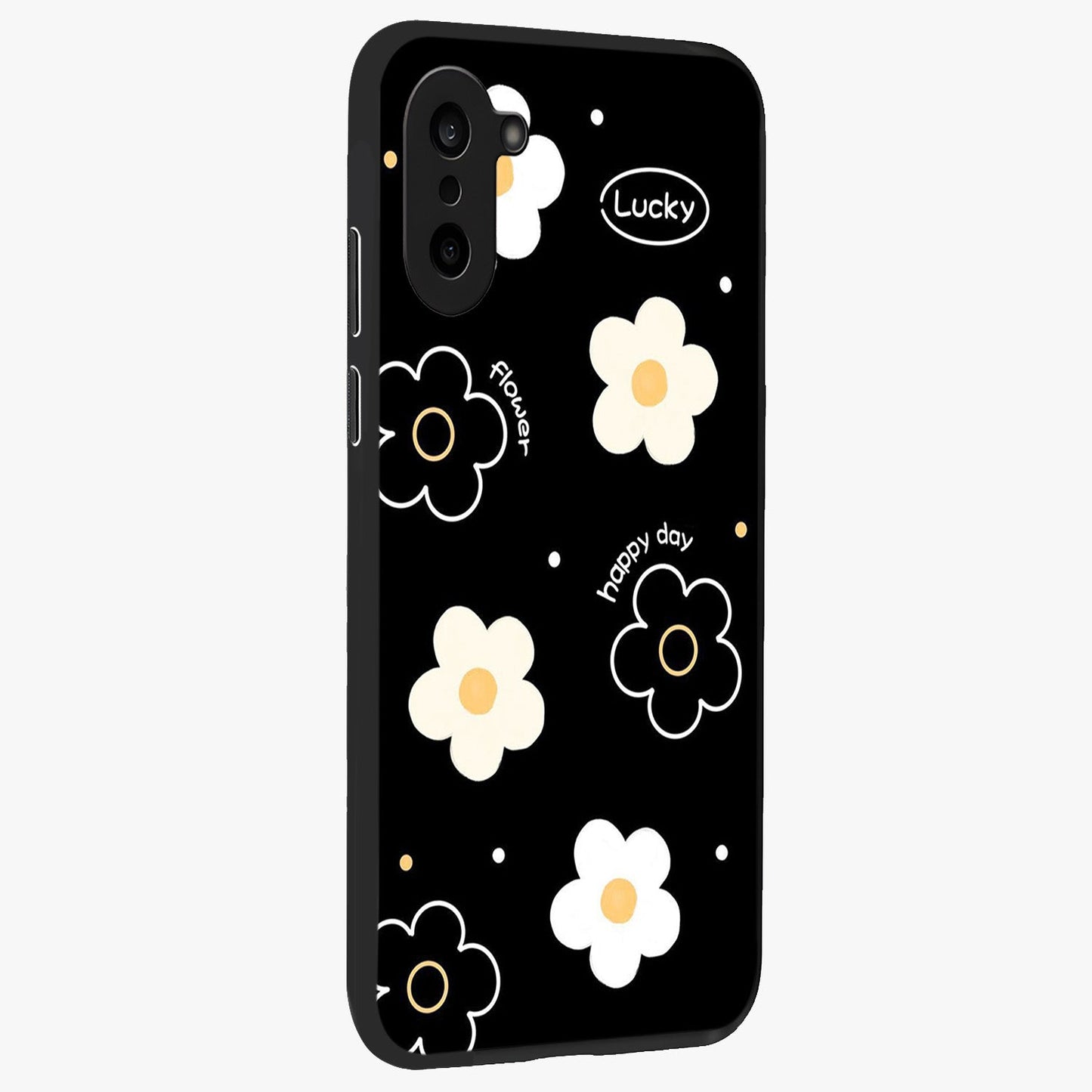 Happy Day Daisy Glass Case for 1+Nord CE 5 side perspective highlighting fresh floral textures and premium edges