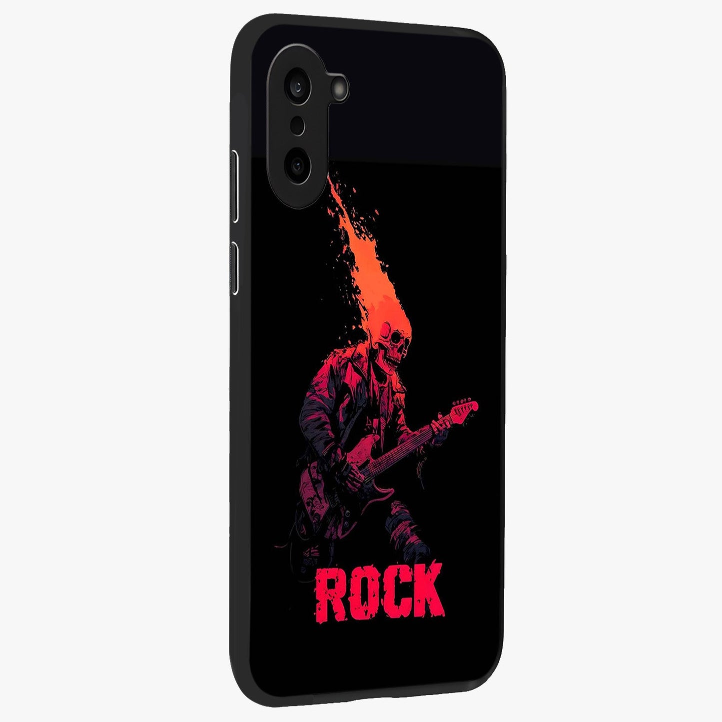 Hellfire Rock Anthem Glass Case for 1+Nord CE 5 displayed upright for powerful statement visibility and premium finish.