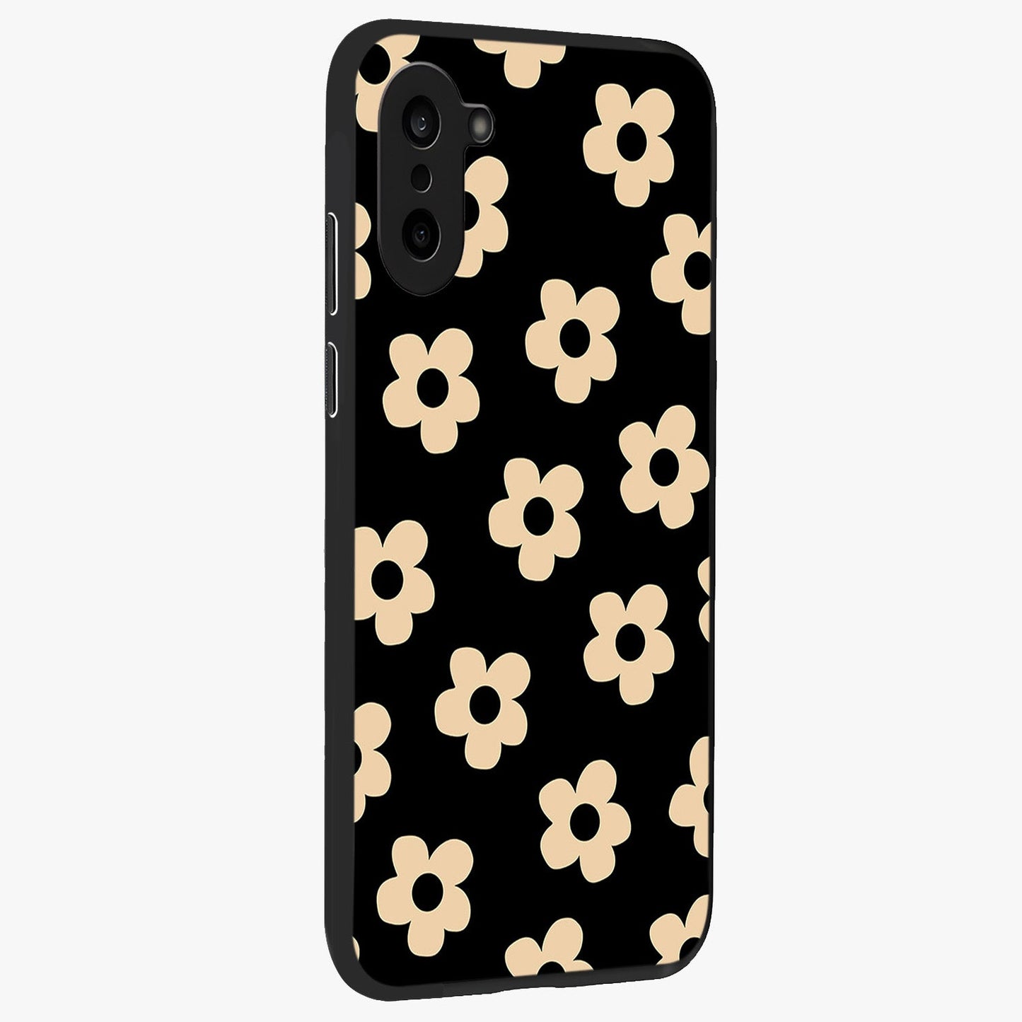 Little Daisy Flower Retro Pattern Glass Case for 1+Nord CE 5 side perspective highlighting playful floral textures and smooth premium edges