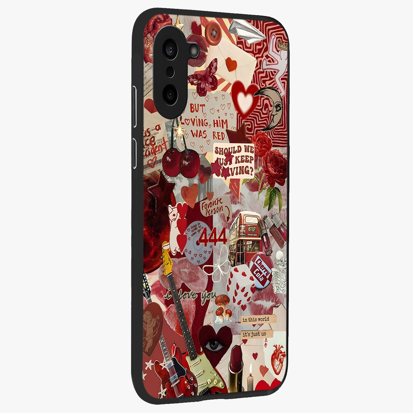 Lover’S Red Chaos Glass Case for 1+Nord CE 5 side perspective highlighting edgy detailing and premium build