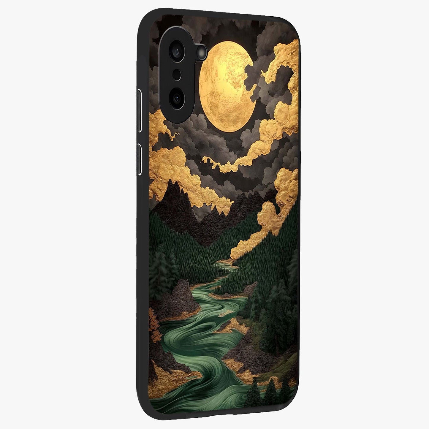 Lunar Silk Garden Glass Case for 1+Nord CE 5 side perspective highlighting delicate bloom detailing and premium edges