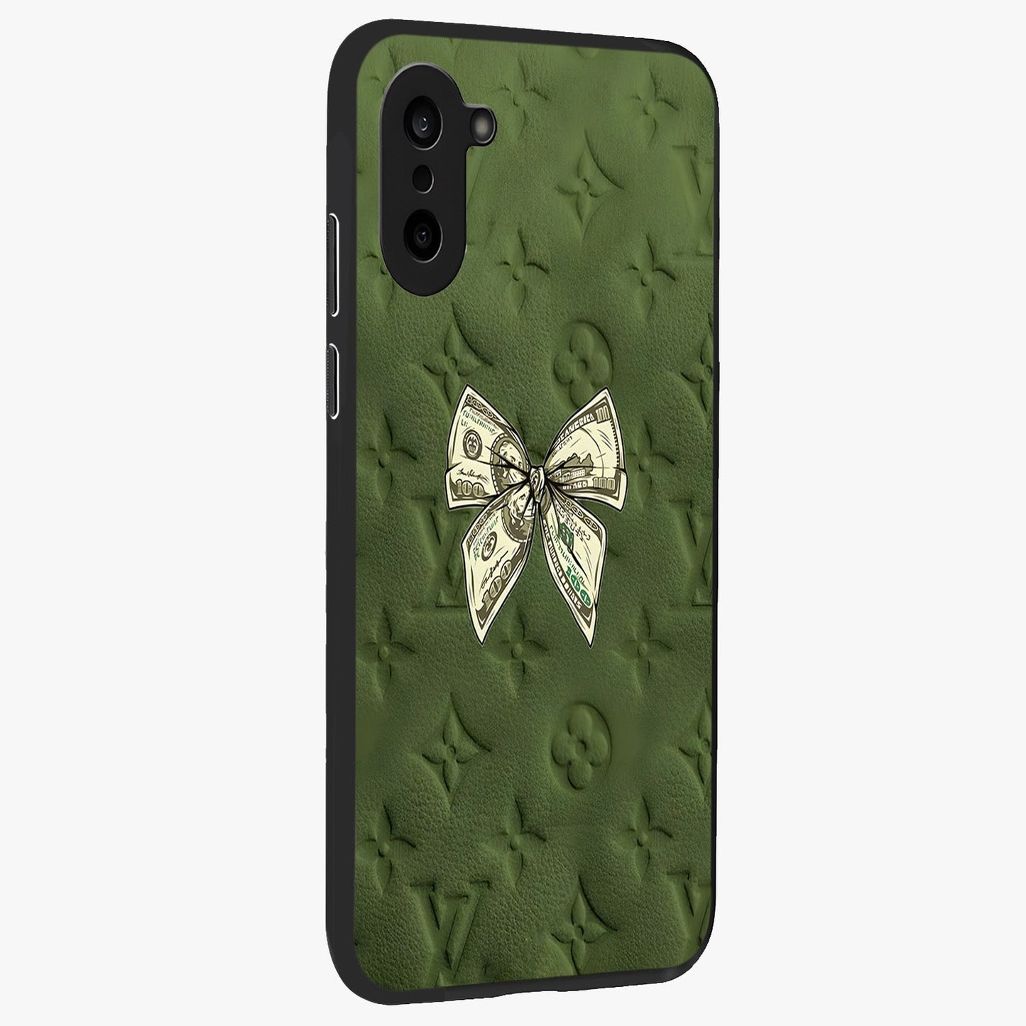 Money Bow Lv Glass Case for 1+Nord CE 5 side perspective highlighting stylish textures and sleek build