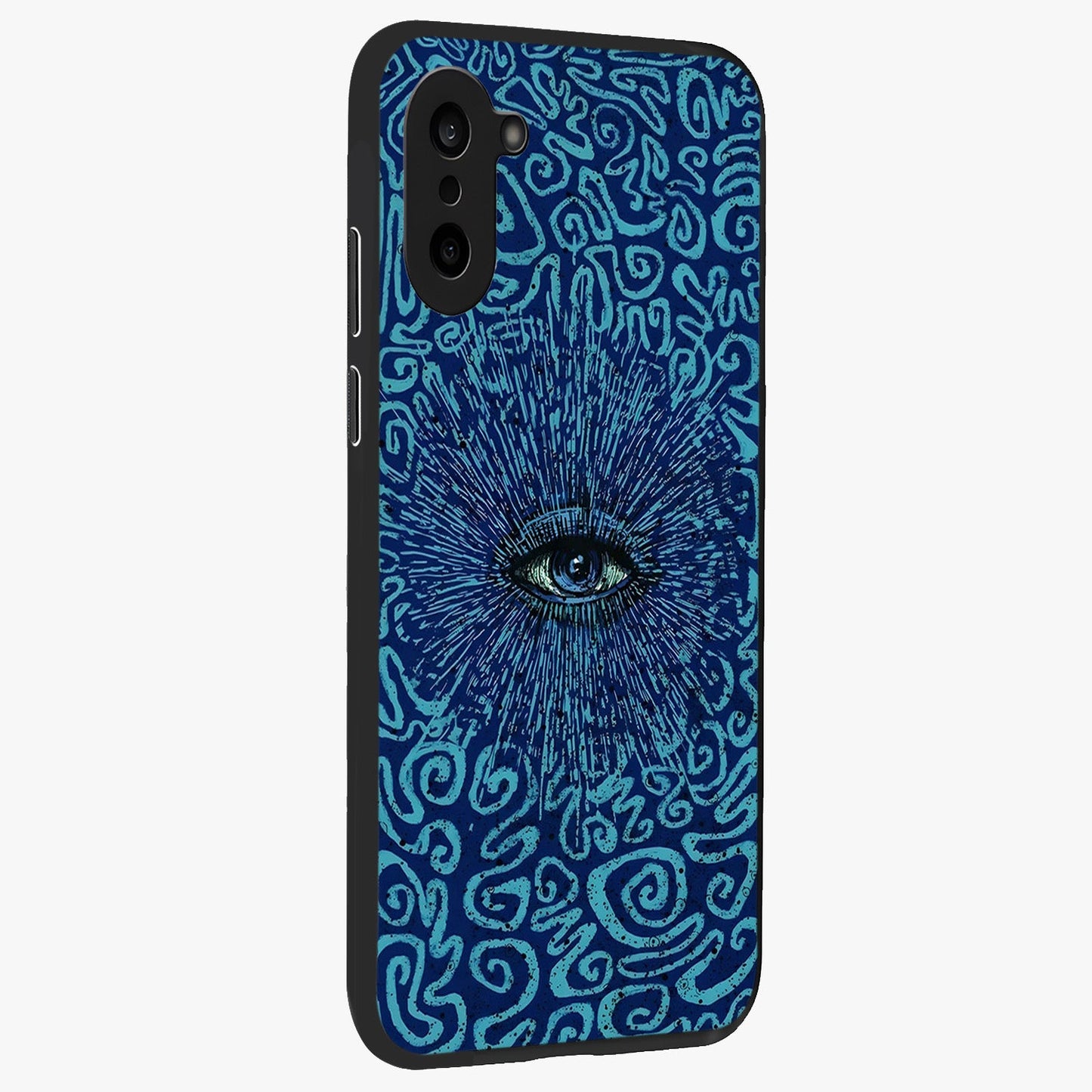 Mystic Inner Eye Glass Case for 1+Nord CE 5 side perspective highlighting bold detailing and smooth edges