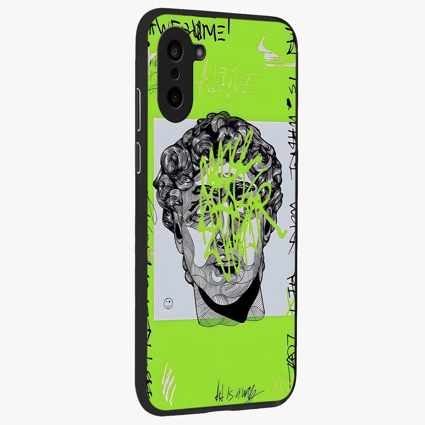 Neo Graffiti Rebellion Glass Case for 1+Nord CE 5 side perspective highlighting vibrant street textures and premium edges