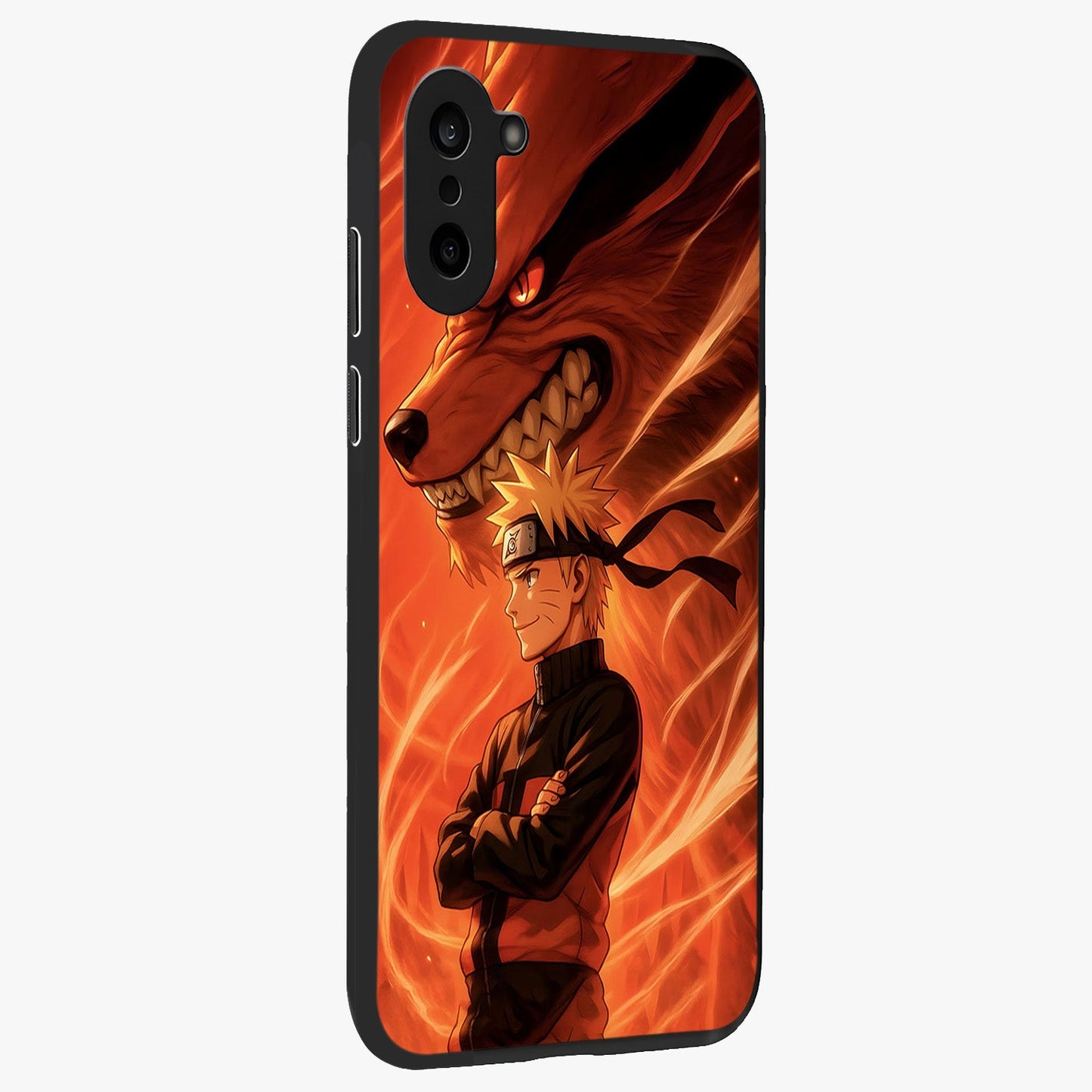 Nine Tails Legacy Glass Case for 1+Nord CE 5 side perspective highlighting detailed character textures and premium edges