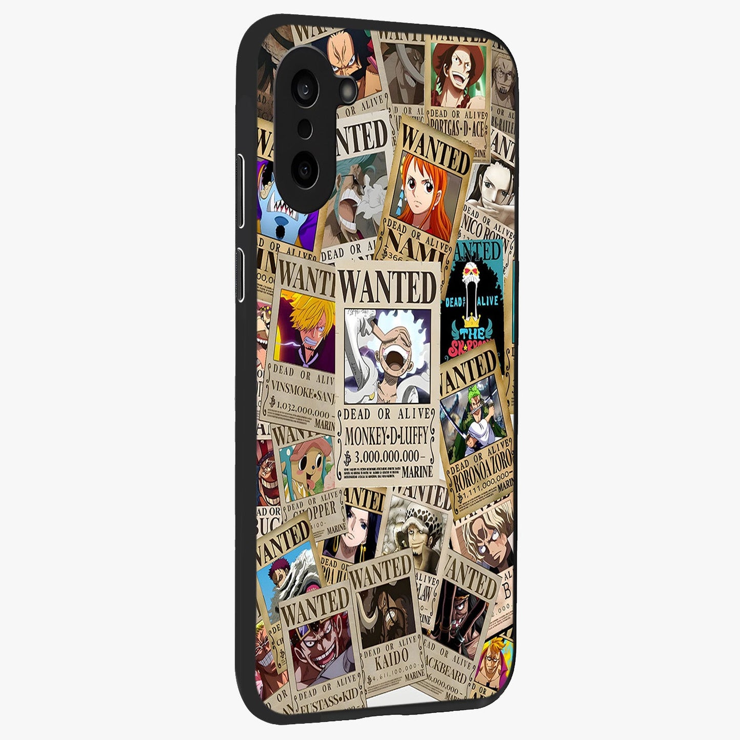 Pirate Wanted Legends Glass Case for 1+Nord CE 5 side perspective highlighting detailed character textures and premium edges