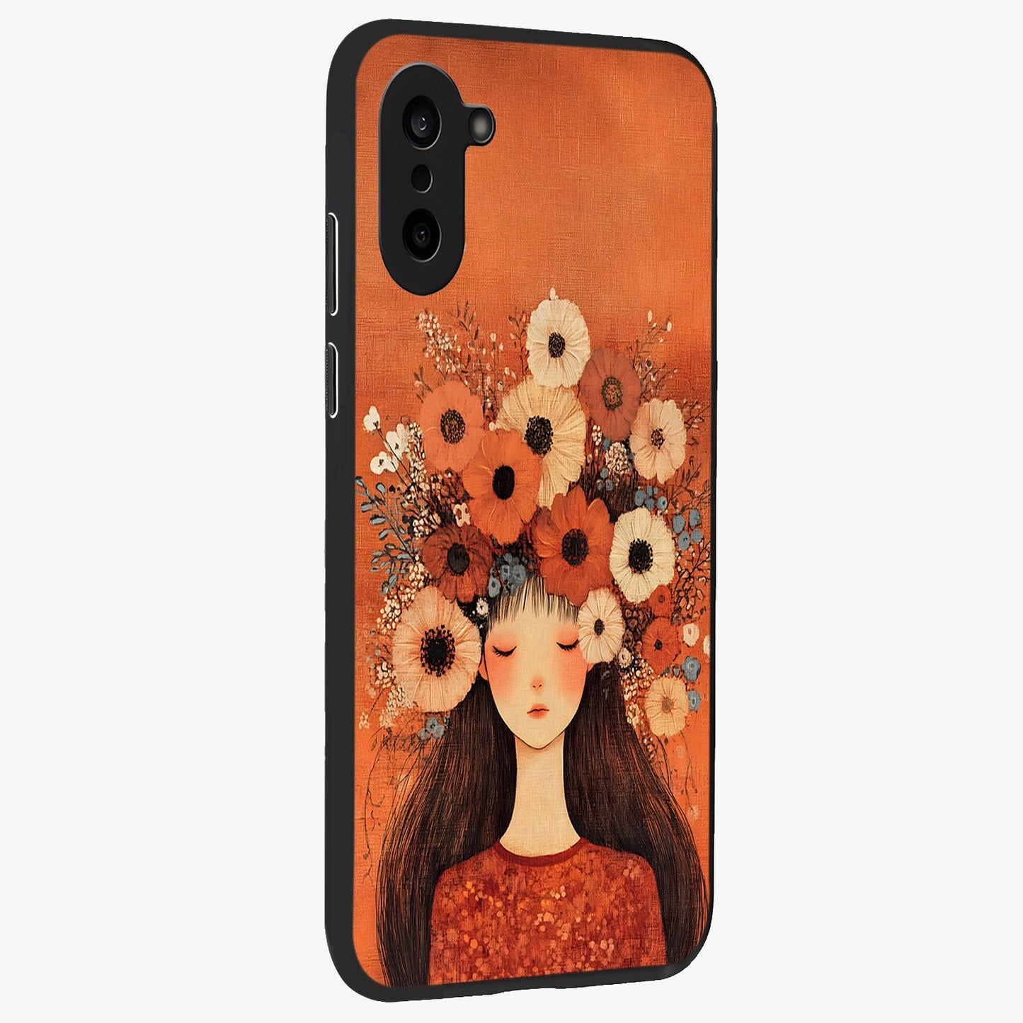 Radiant Flower Thoughts Glass Case for 1+Nord Ce 5 side perspective highlighting refined textures and smooth build