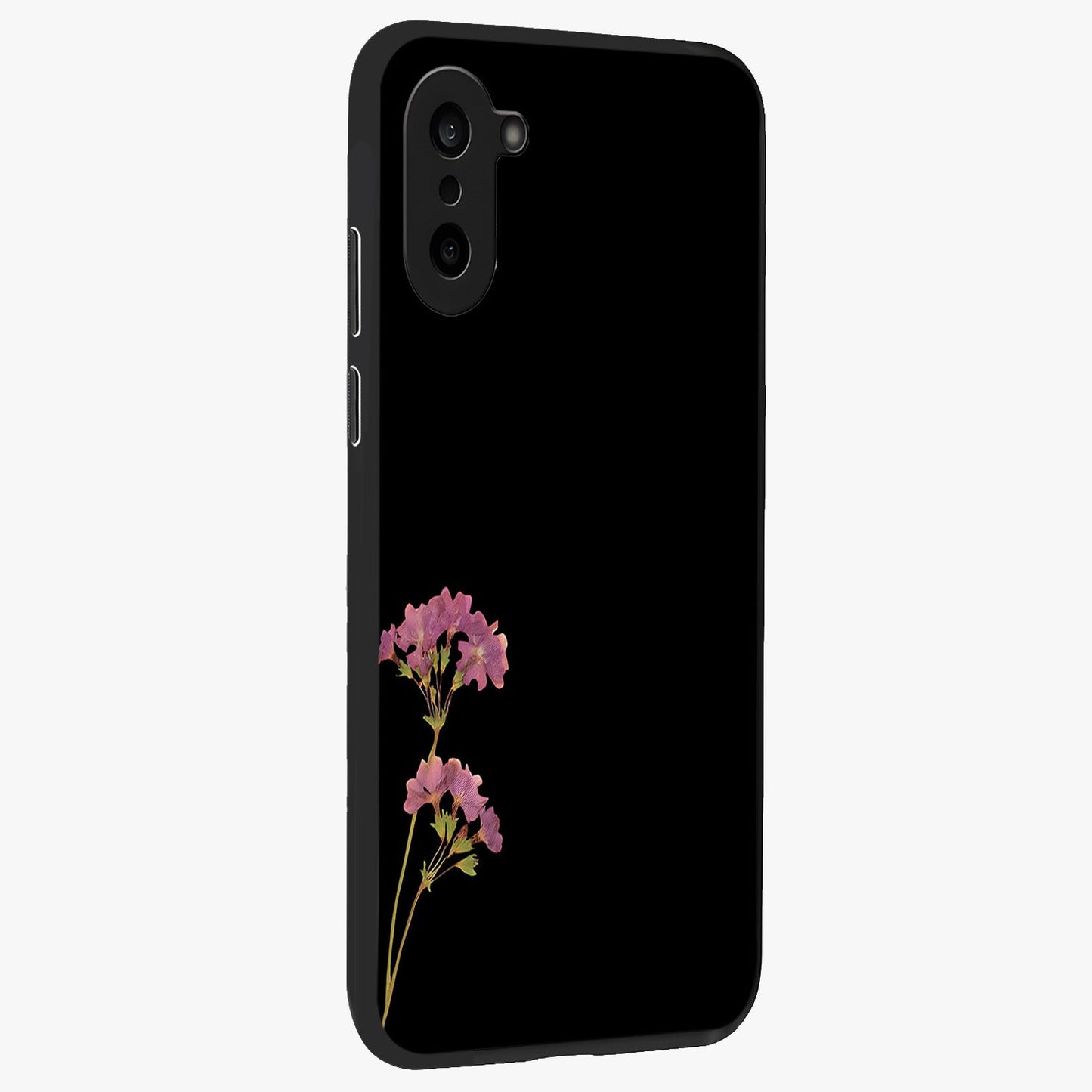 Riching Lavender Flower Glass Case for 1+Nord CE 5 side perspective highlighting delicate bloom textures and premium edges