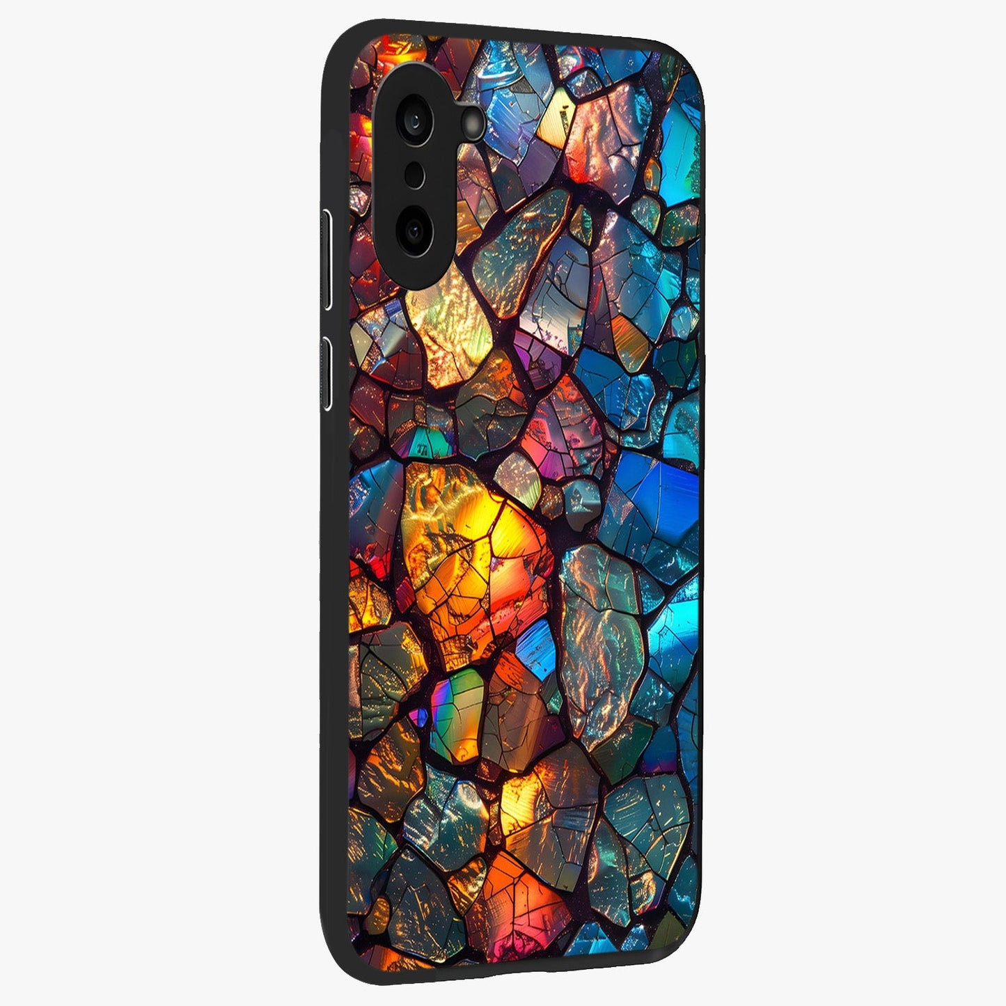 Shattered Light Glass Case for 1+Nord CE 5 side perspective highlighting dynamic textures and premium edges