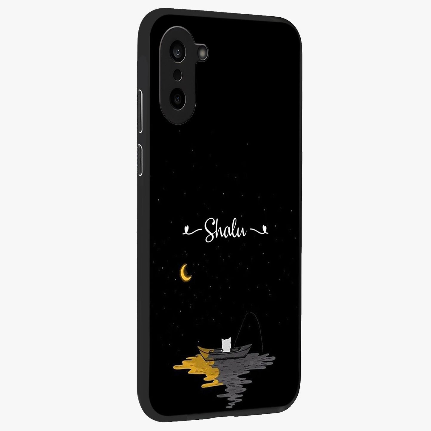 Silent Night Row Glass Case for 1+Nord Ce 5 side perspective highlighting moody textures and premium edges