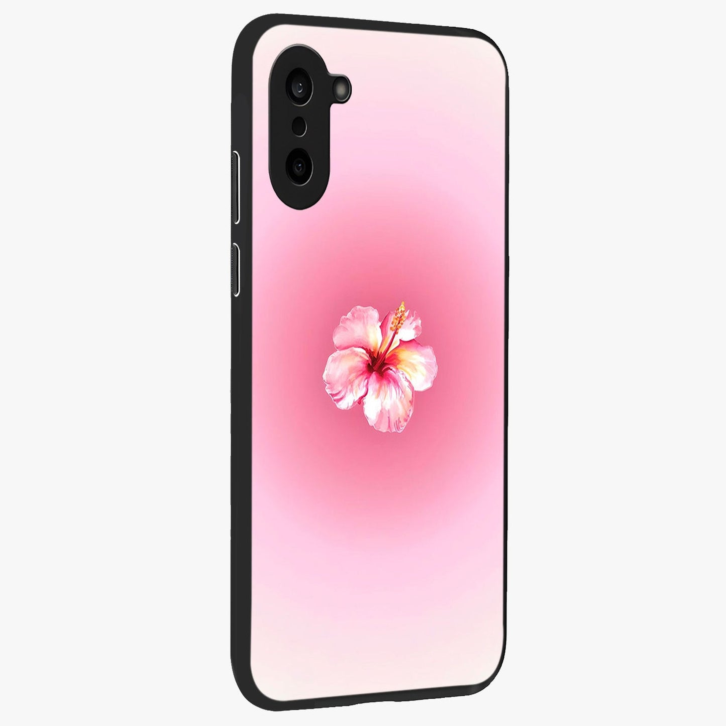 Soft Petal Serenity Glass Case for 1+Nord CE 5 side perspective highlighting refined petal textures and premium edges