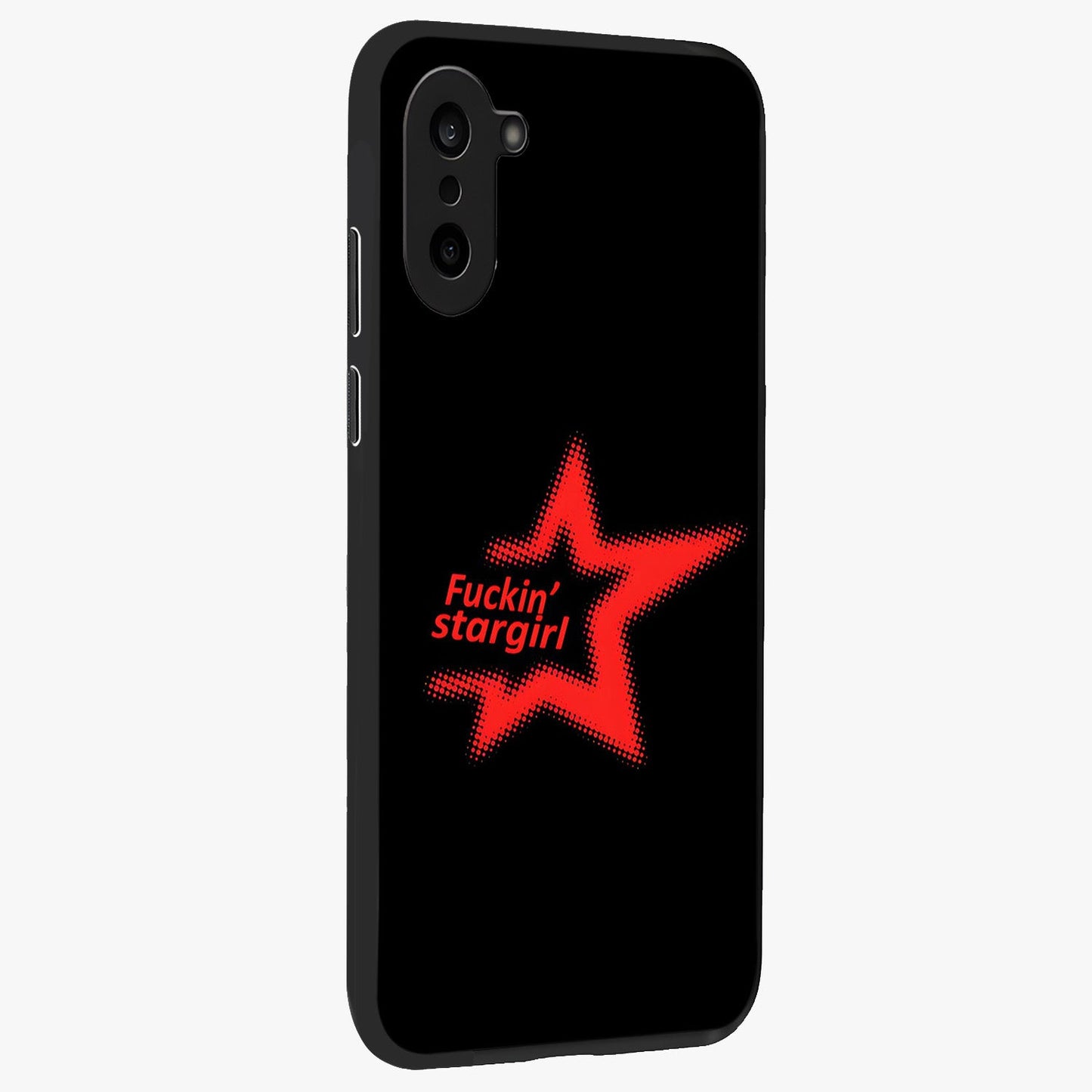 Starboy and Stargirl Energy Glass Case for 1+Nord CE 5 side perspective highlighting dynamic illustration textures and premium edges