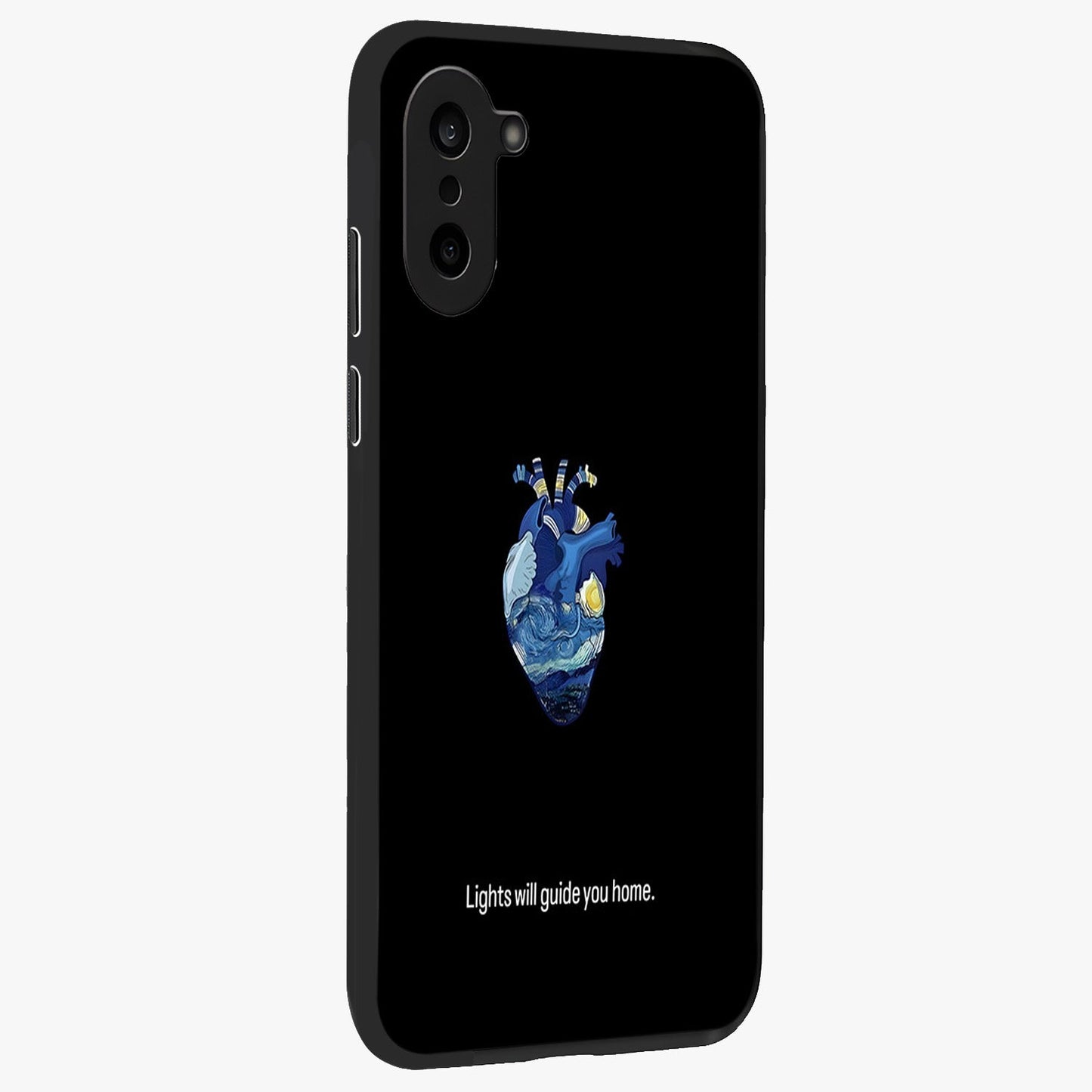 Starry Heart Compass Glass Case for 1+Nord CE 5 side perspective highlighting refined textures and sleek premium build