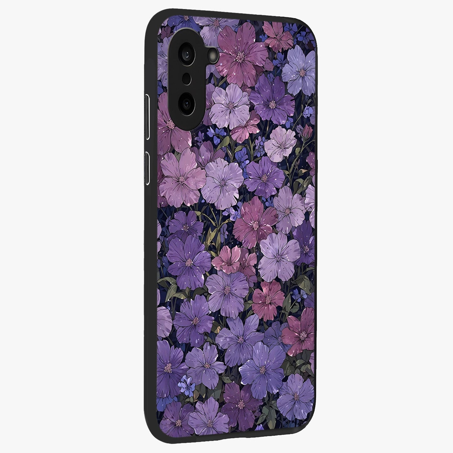 Velvet Bloom Tapestry Glass Case for 1+Nord CE 5 side perspective highlighting intricate bloom textures and premium edges