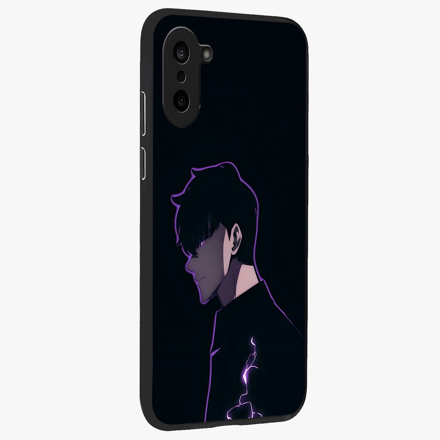 Void Lightning Phantom Glass Case for 1+Nord CE 5 side perspective highlighting sharp energy textures and premium edges