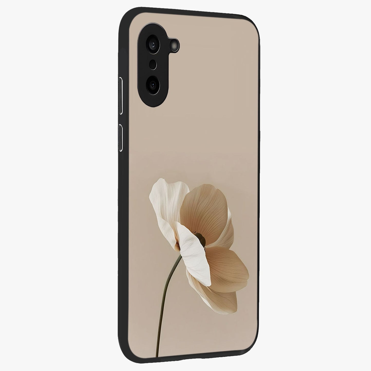 Whispering Petals Glass Case for 1+Nord CE 5 side perspective highlighting delicate petal textures and smooth build