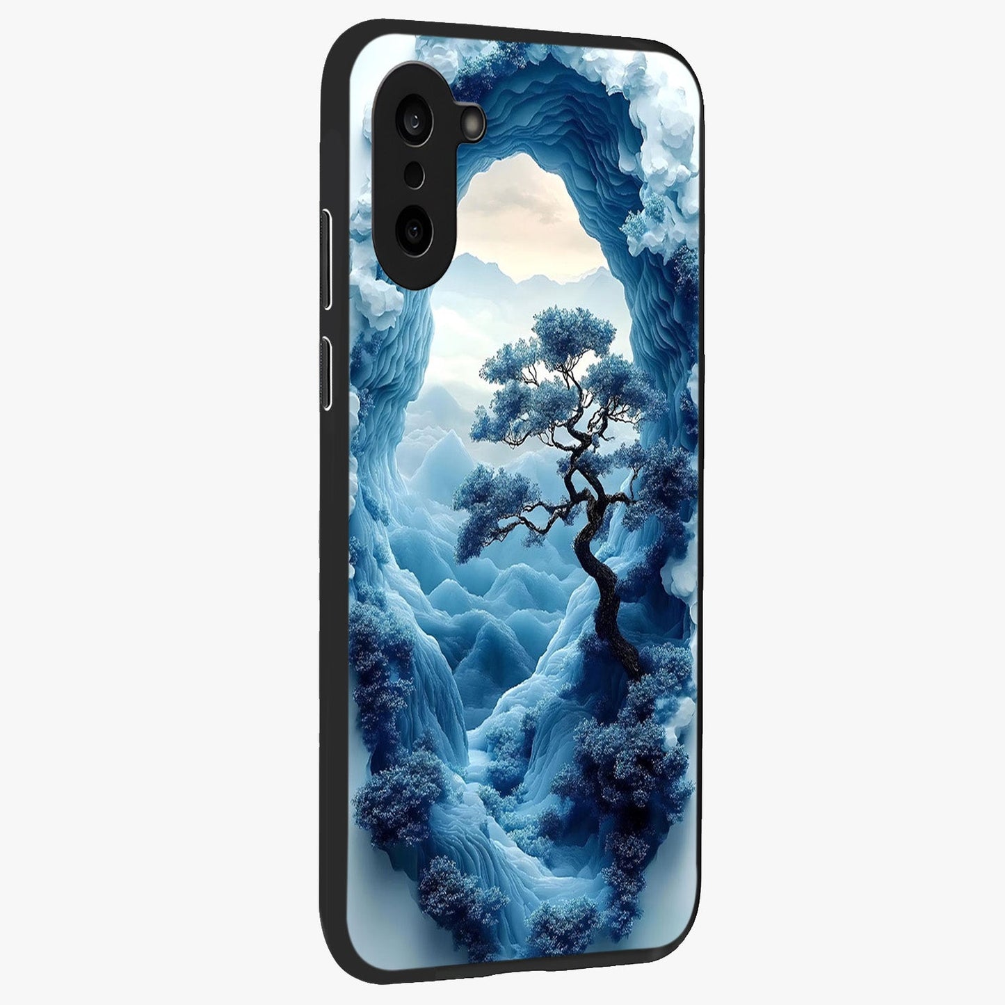 Winter Gate View Glass Case for 1+Nord CE 5 side perspective highlighting calm scenic textures and premium edges