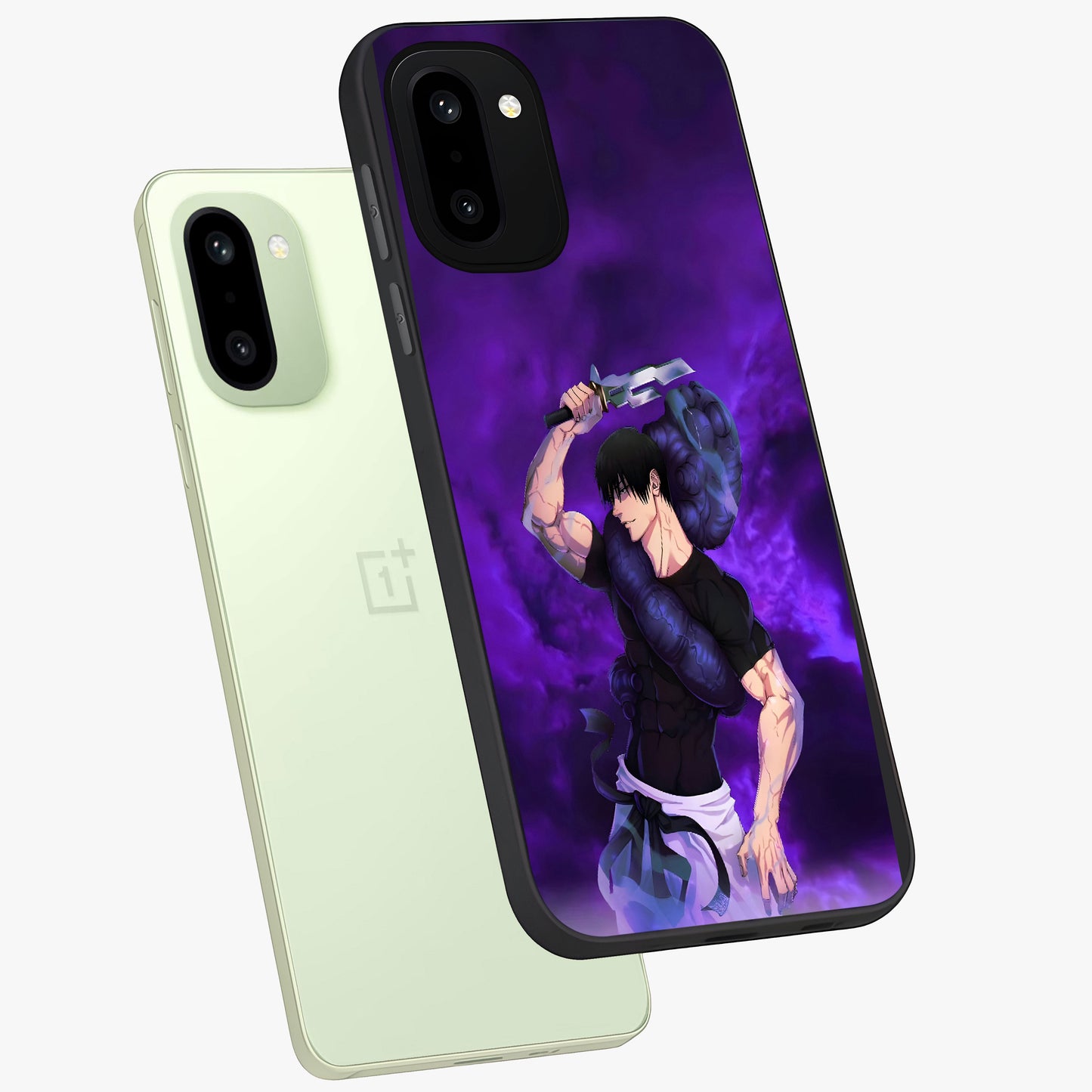 Cursed Strength Ascension Glass Case for 1+15R angled mockup showcasing glossy finish and bold shadow detailing