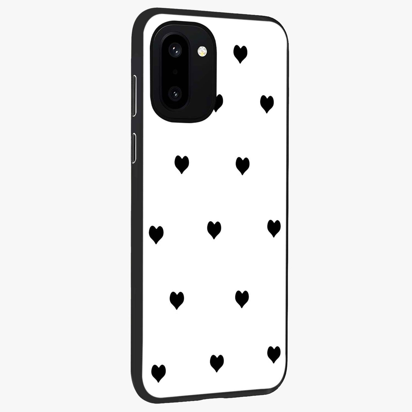 Cute and Simple Black Hearts Glass Case for OnePlus 15R |1+15R