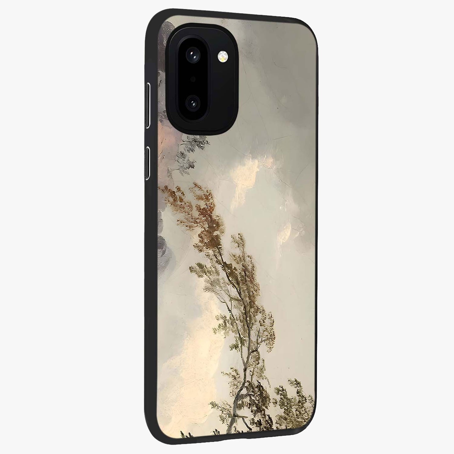 Dreamlike Wind Field Glass Case for 1+15R side perspective highlighting smooth gradients and premium edge finish