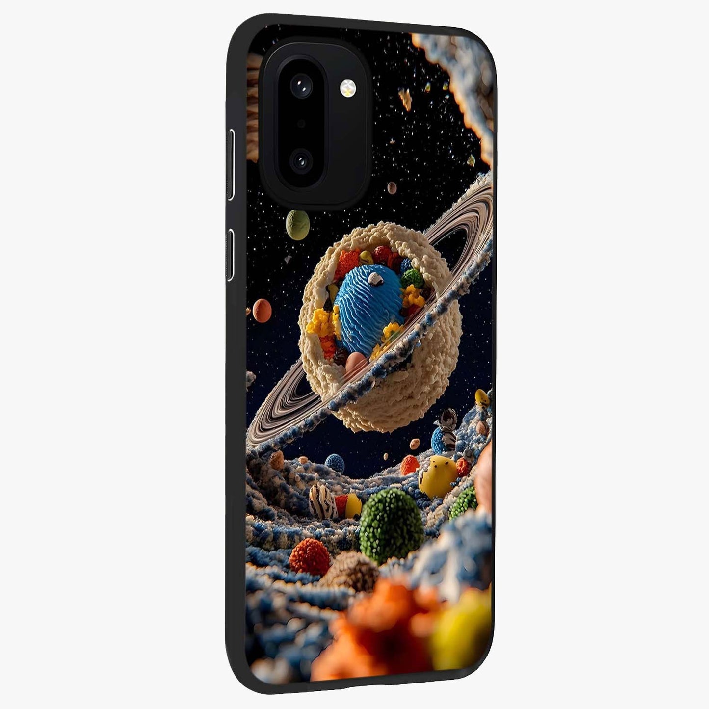 Galactic Dessert Dream Printed Glass Case for 1+15R side perspective highlighting sweet fantasy detailing and smooth build
